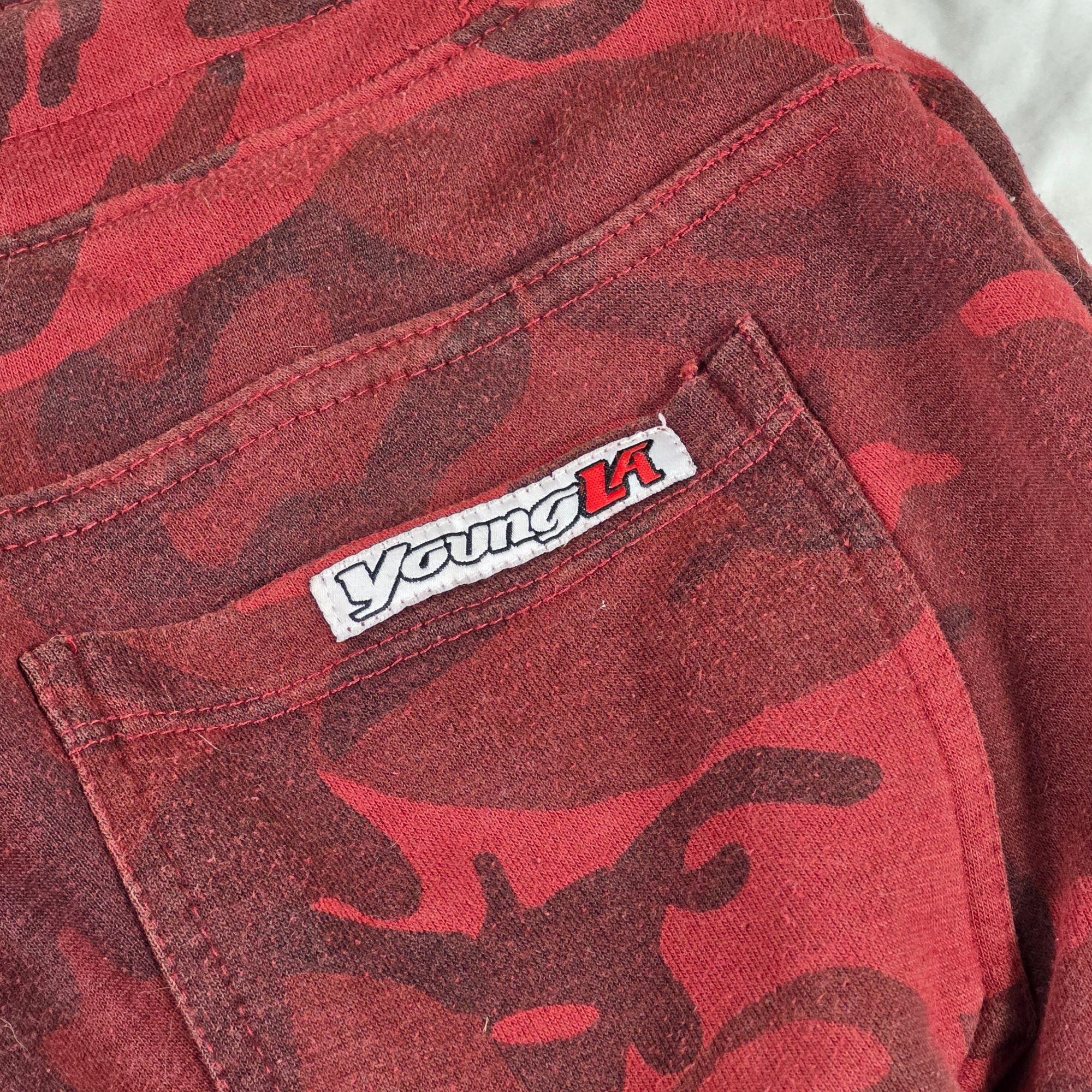 YoungLA YoungLA Mens Medium Red Camo Joggers Sweatpants Drawstring C Size US 30 / EU 46 - 3 Thumbnail