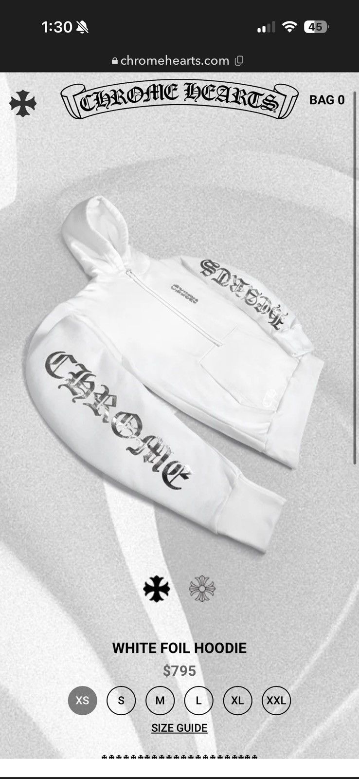 Chrome Hearts Online Exclusive White Foil Print Hoodie