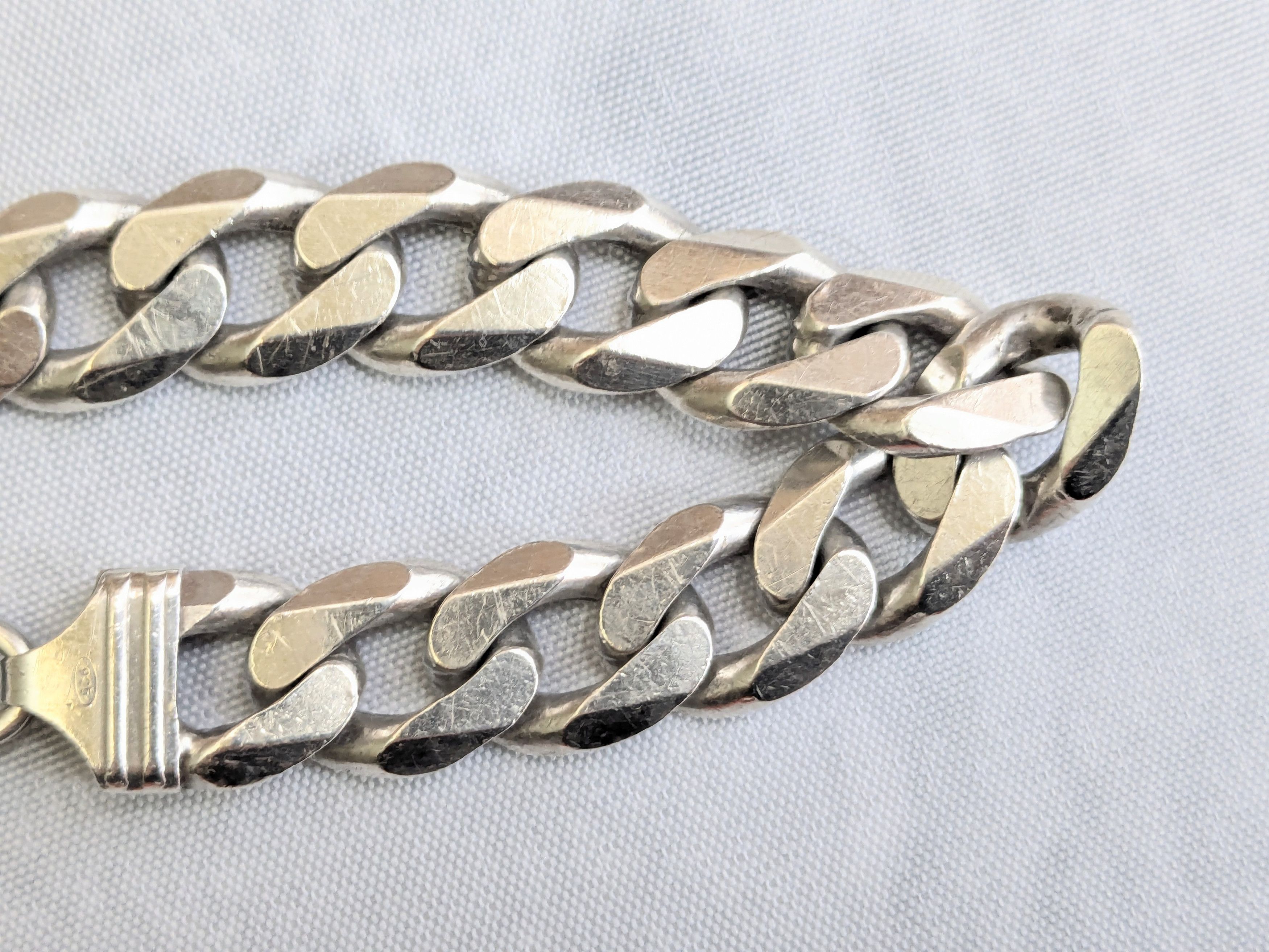 Jewelry Vintage Sterling Silver Cuban Bracelet Link Chain 8.5" Size ONE SIZE - 9 Thumbnail