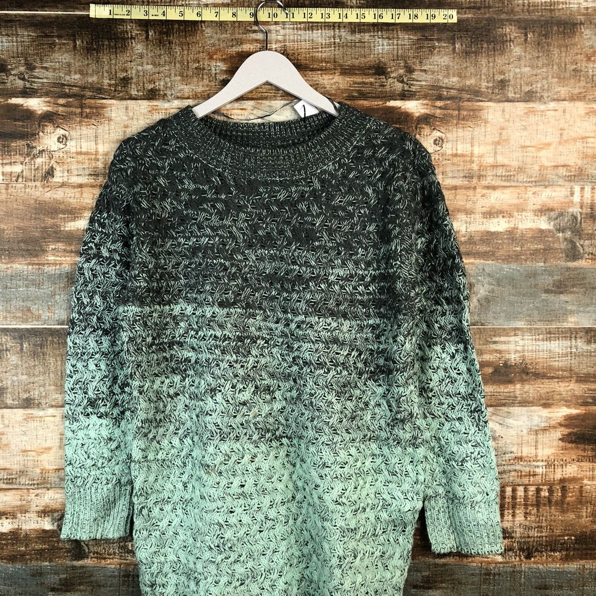 GU × Homespun Knitwear GU Green two tone sweatshirt long Knitwear #A2502 Size M / US 6-8 / IT 42-44 - 2 Thumbnail