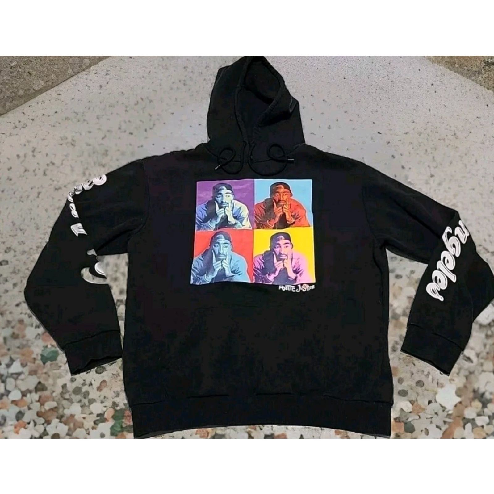 Vintage Tupac Hoodie Poetic Justice Black Cotton Knit Chemistry Large L — Hooded Graphic Print Pockets Mens Hip Hop Vintage: No Size US L / EU 52-54 / 3 - 4 Thumbnail