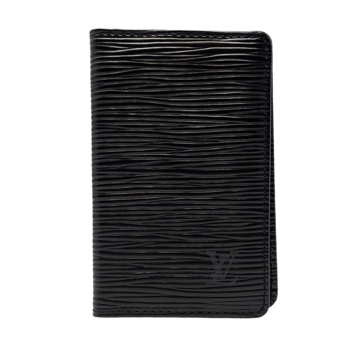 Auth LOUIS VUITTON Pocket Organiser Epi Noir Card Holder M60642 Black  #W506020