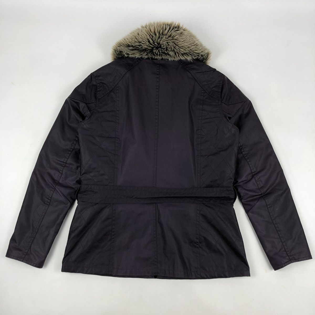 Barbour × Belstaff Women's INTERNATIONAL Ferrera Wax Purple Motorcycle Bomber Jacket Coat Size M / US 6-8 / IT 42-44 - 4 Thumbnail