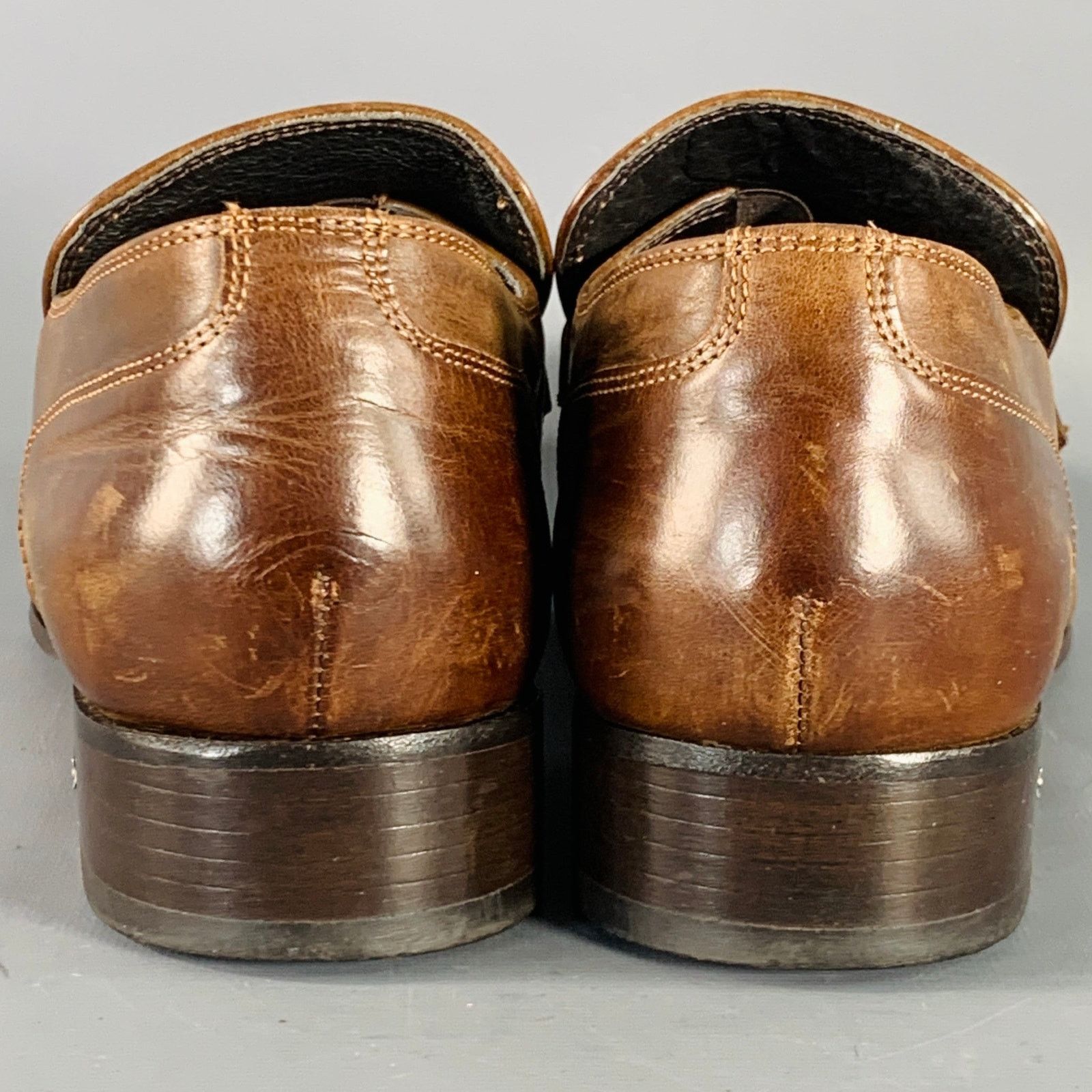 Dsquared2 DSQUARED2 Size 12 Brown Leather Square Toe Penny Loafers Size US 12 / EU 45 - 3 Thumbnail