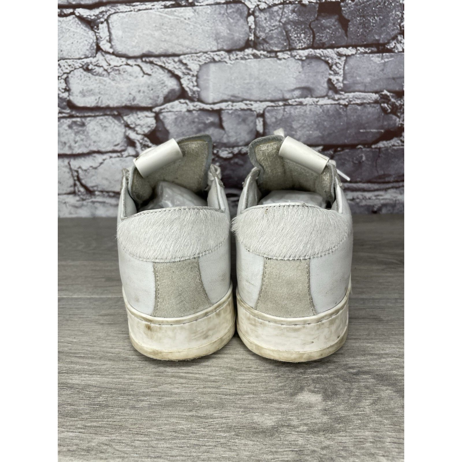 P448 P448 White Leather Gray Suede Silver Glitter Low Top Sneaker Size US 9.5 / IT 39.5 - 4 Thumbnail