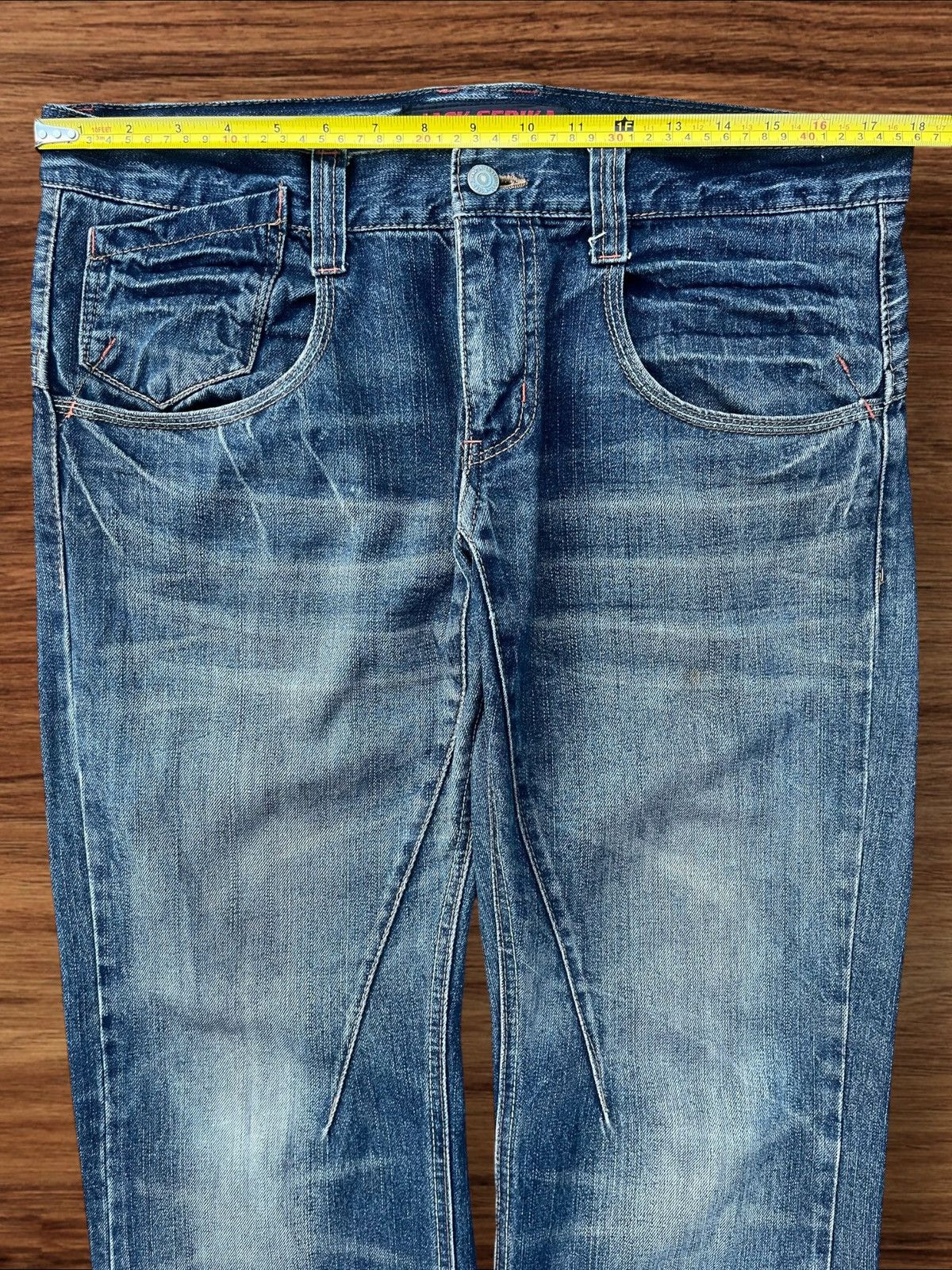 Japanese Brand Vintage Japan Jack Serika Mud Washed Twisted Flare Leg Jeans Size US 35 - 14 Thumbnail