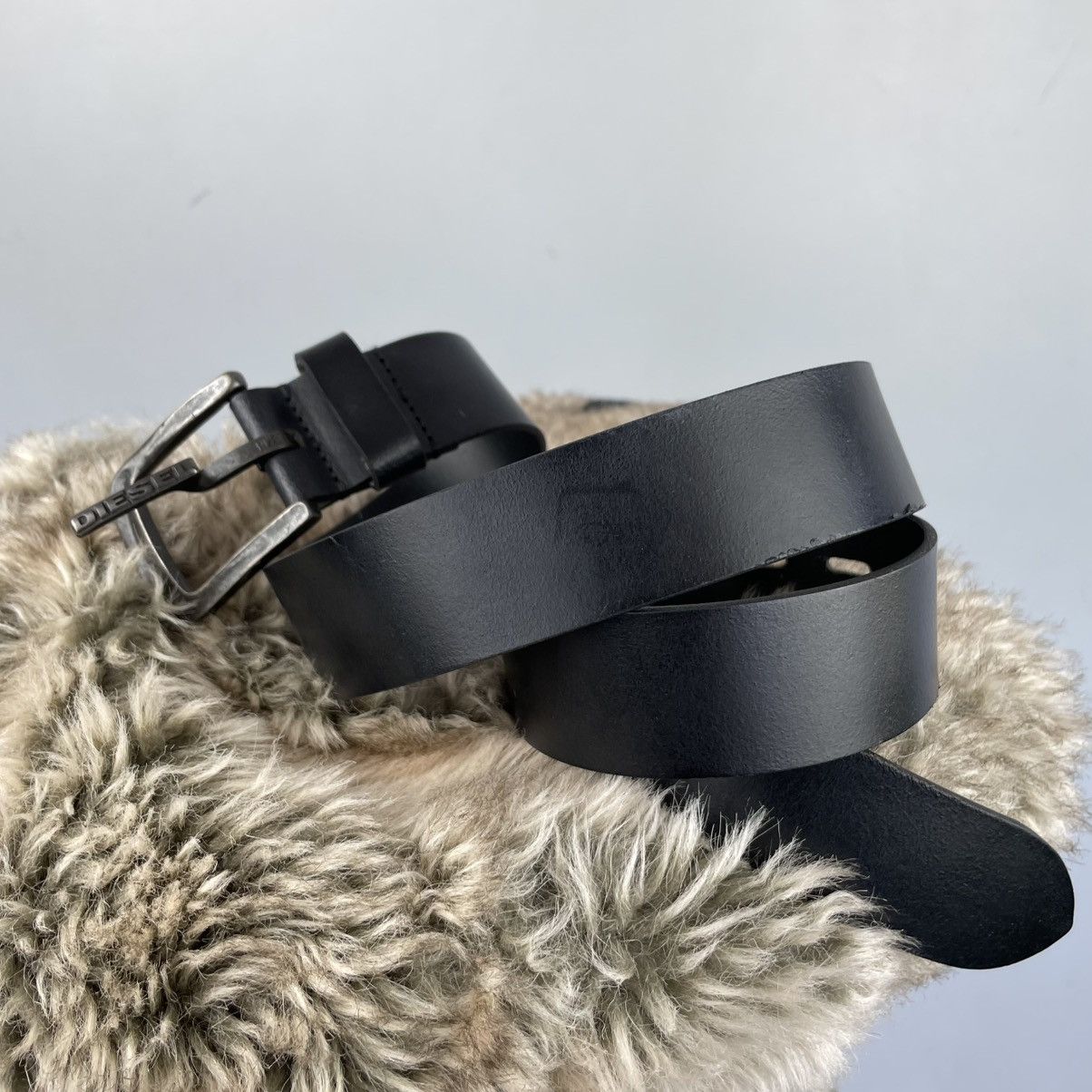 Diesel Authentic DIESEL Black Leather Belt with Embossed Logo Size 34 - 2 Thumbnail