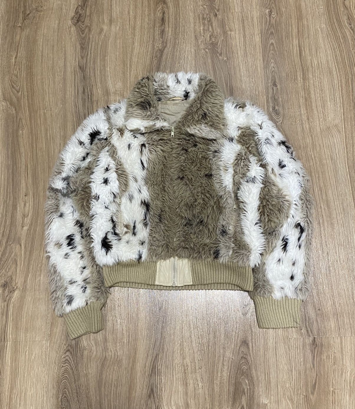 If Six Was Nine × Le Grande Bleu (L.G.B.) Deer Cow Full Faux Fur Opium Animal Print Cropped Jacket Y2K Size S / US 4 / IT 40 - 1 Thumbnail