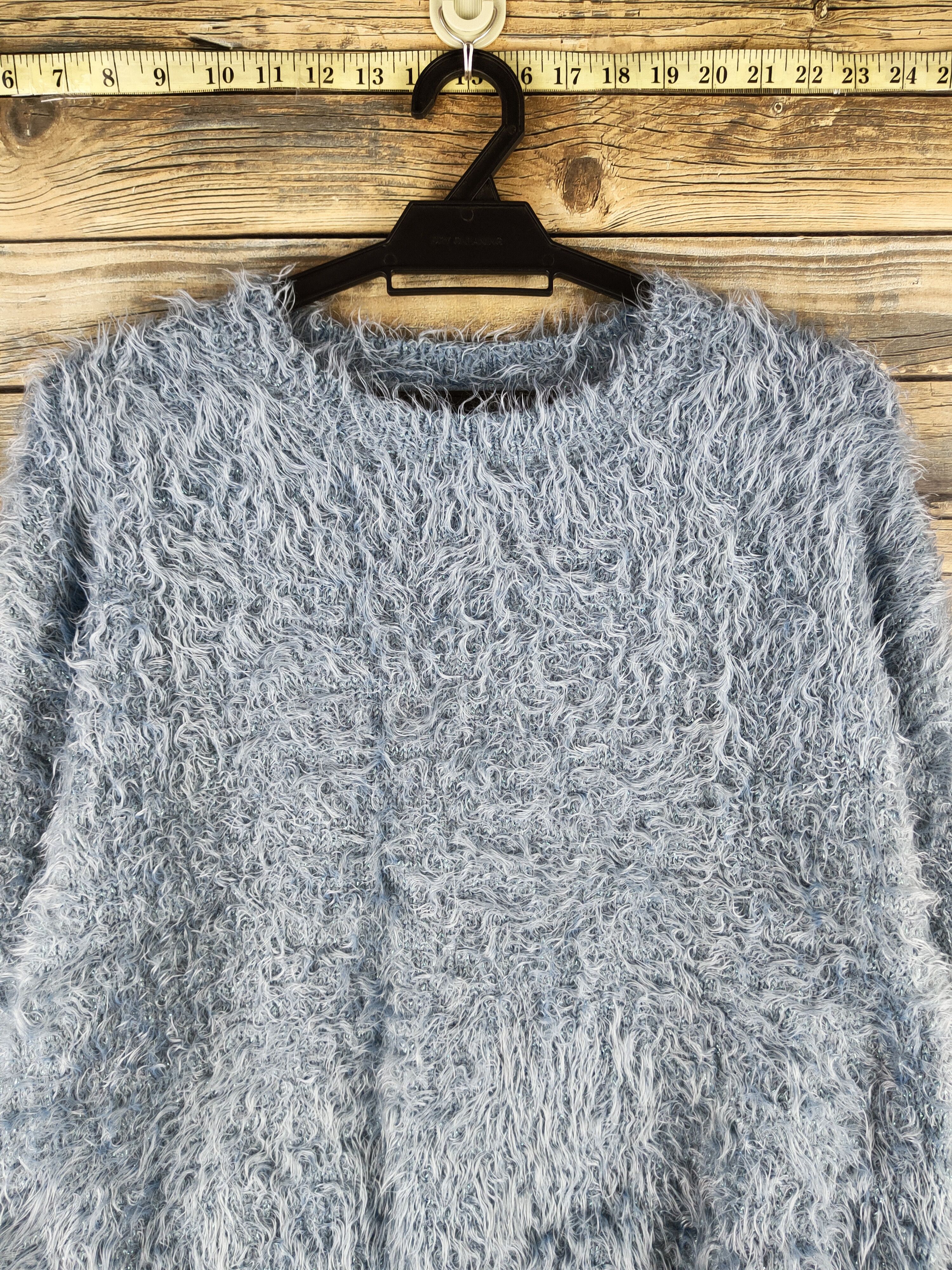 Japanese Brand Dl GU Blue Fur Mohair Knitwear #46-459 Size M / US 6-8 / IT 42-44 - 2 Thumbnail