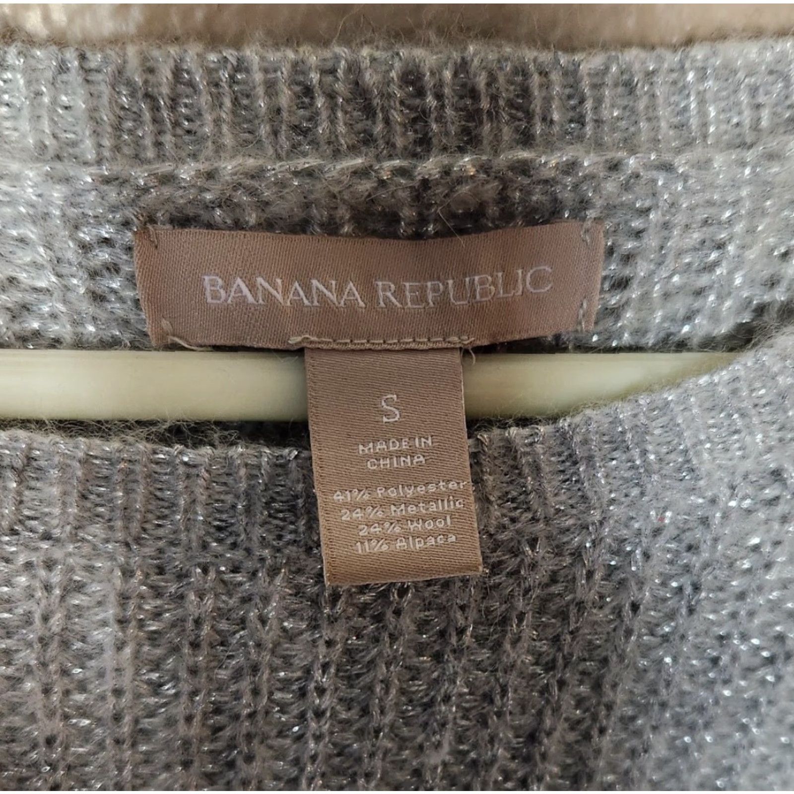 Banana Republic Banana Republic Silver Metallic Wool Alpaca Blend Rib Knit Sweater-Size M Womens Pullover Christmas Holiday Festive Winter Crewneck Size M / US 6-8 / IT 42-44 - 6 Thumbnail