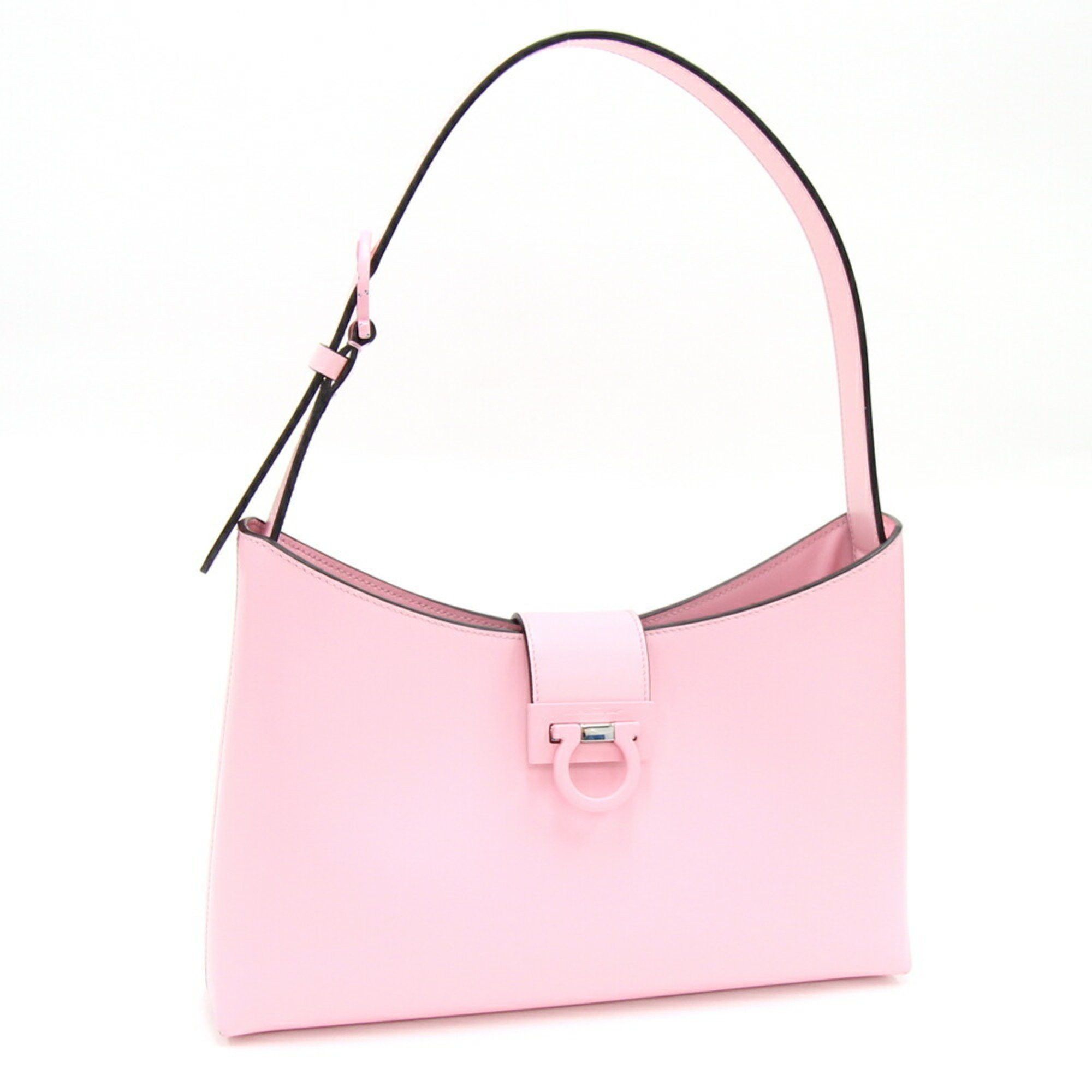 image of Salvatore Ferragamo Ferragamo One Shoulder Bag Gancini Trifolio Ez-21 0926 Pink Leather Ladies Salv