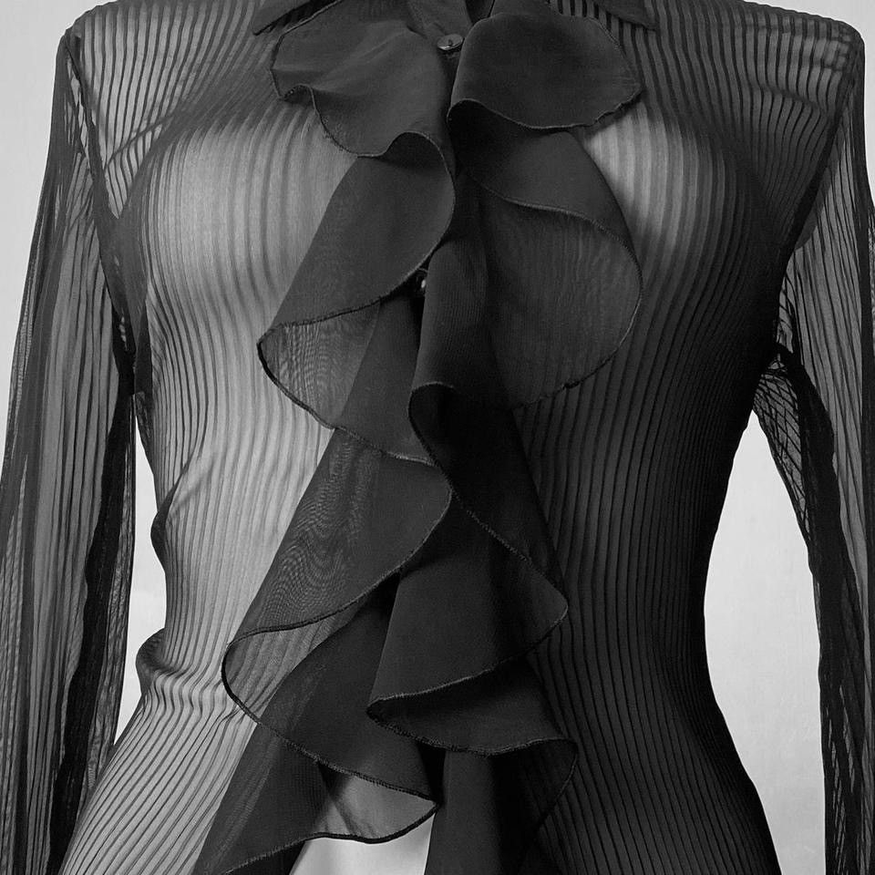 Vintage Beautiful Avant - Garde black ruffled blouse in Japanese Size S / US 4 / IT 40 - 4 Thumbnail