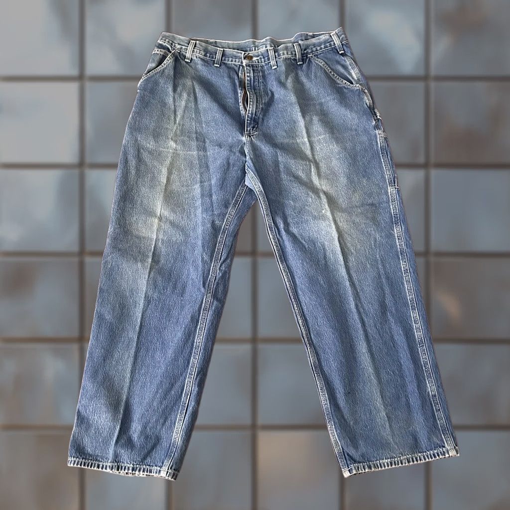 Carhartt Carhartt Jeans 44 x 32 Dungaree Carpenter Regular 100% Cotton Blue Wash Denim Mens Size US 44 / EU 60 - 1 Thumbnail