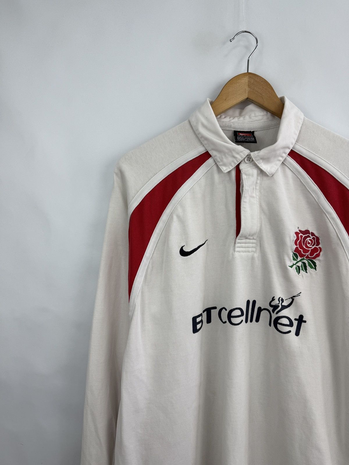 Nike 🏴󠁧󠁢󠁥󠁮󠁧󠁿 Vintage 90s Nike Rugby England BT Cellnet Y2K Rare Retro Size US XL / EU 56 / 4 - 2 Thumbnail