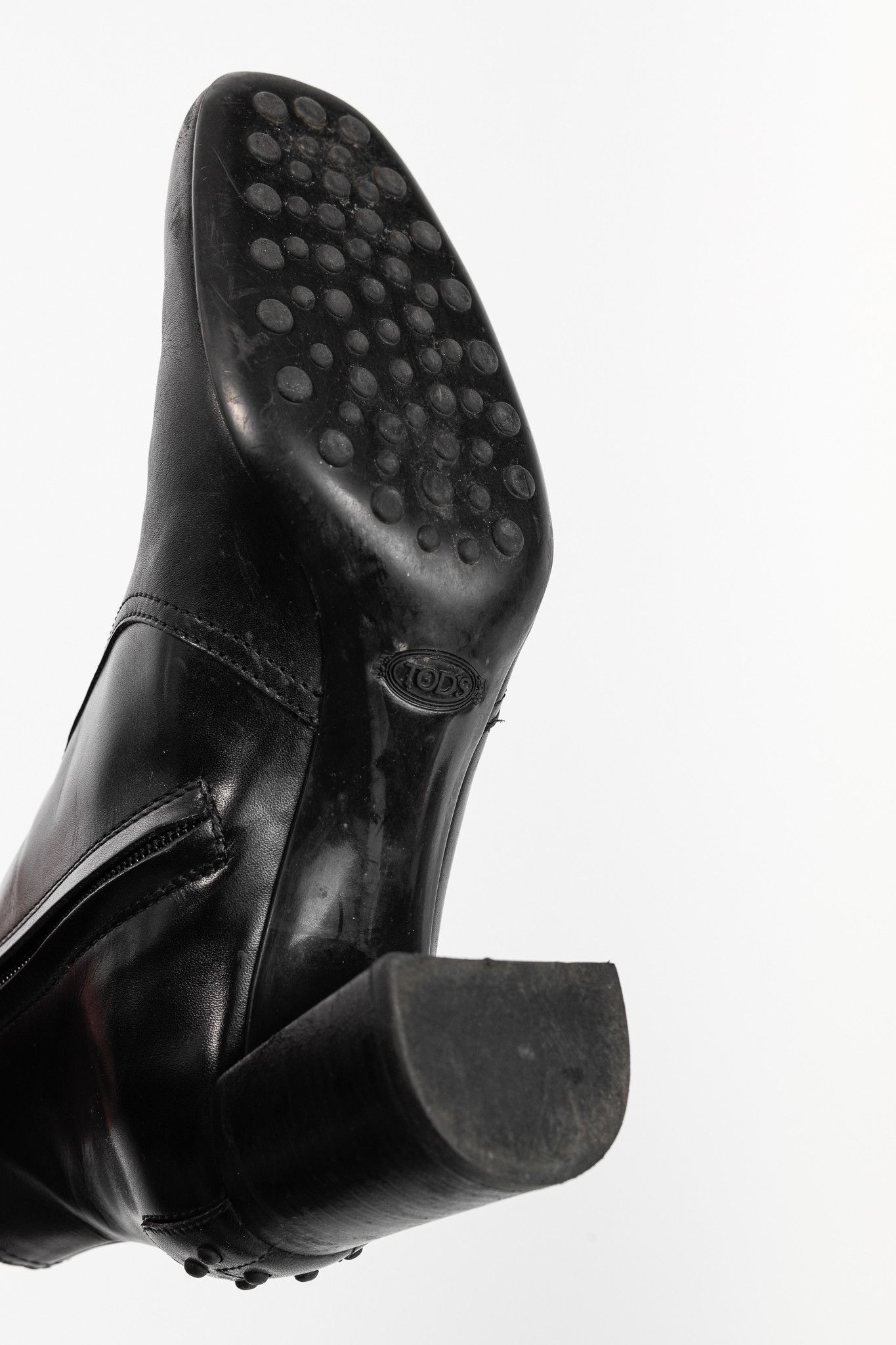 Tod's Tod's Black Leather Square-Toe Ankle Boots Size US 8.5 / IT 38.5 - 5 Thumbnail