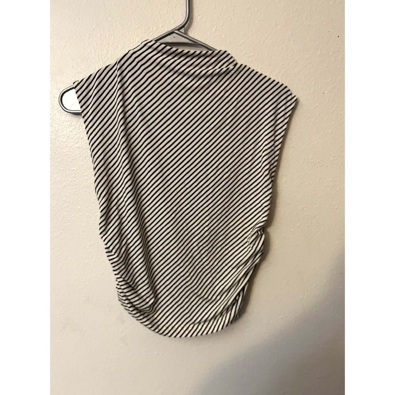 H&M H&M Top Cropped Stripe White Black Sz M Women Turtleneck Mock Shirt Adjustable Size M / US 6-8 / IT 42-44 - 2 Thumbnail