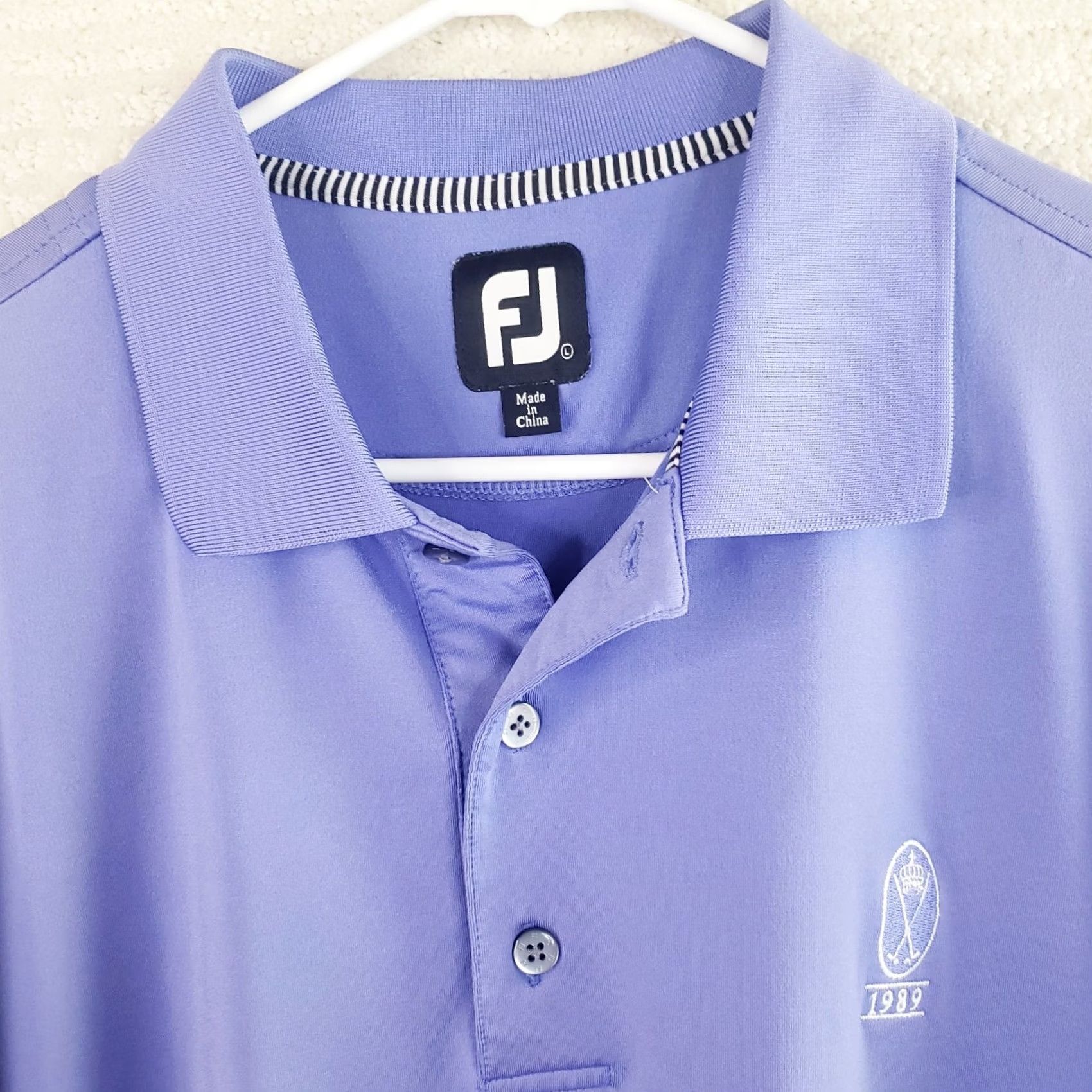 Footjoy FootJoy Polo Shirt Mens L Purple & Gray Striped Golf Performance Stretch Shirt Size US L / EU 52-54 / 3 - 4 Thumbnail
