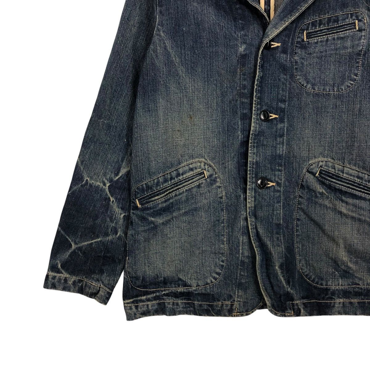 Japanese Brand 🔥VINTAGE CHORE DENIM JACKET BIKER DOMINGO ISSEY MIYAKE Size US S / EU 44-46 / 1 - 6 Thumbnail