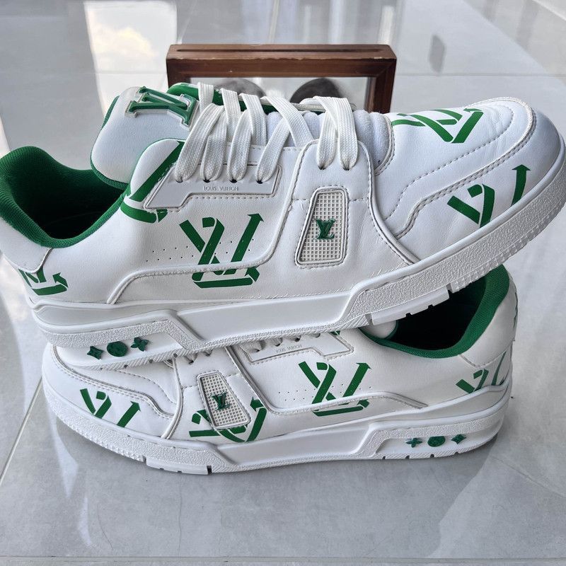 Louis Vuitton Louis Vuitton White and Green Casual Sneakers -2508 Size US 9.5 / EU 42-43 - 7 Thumbnail