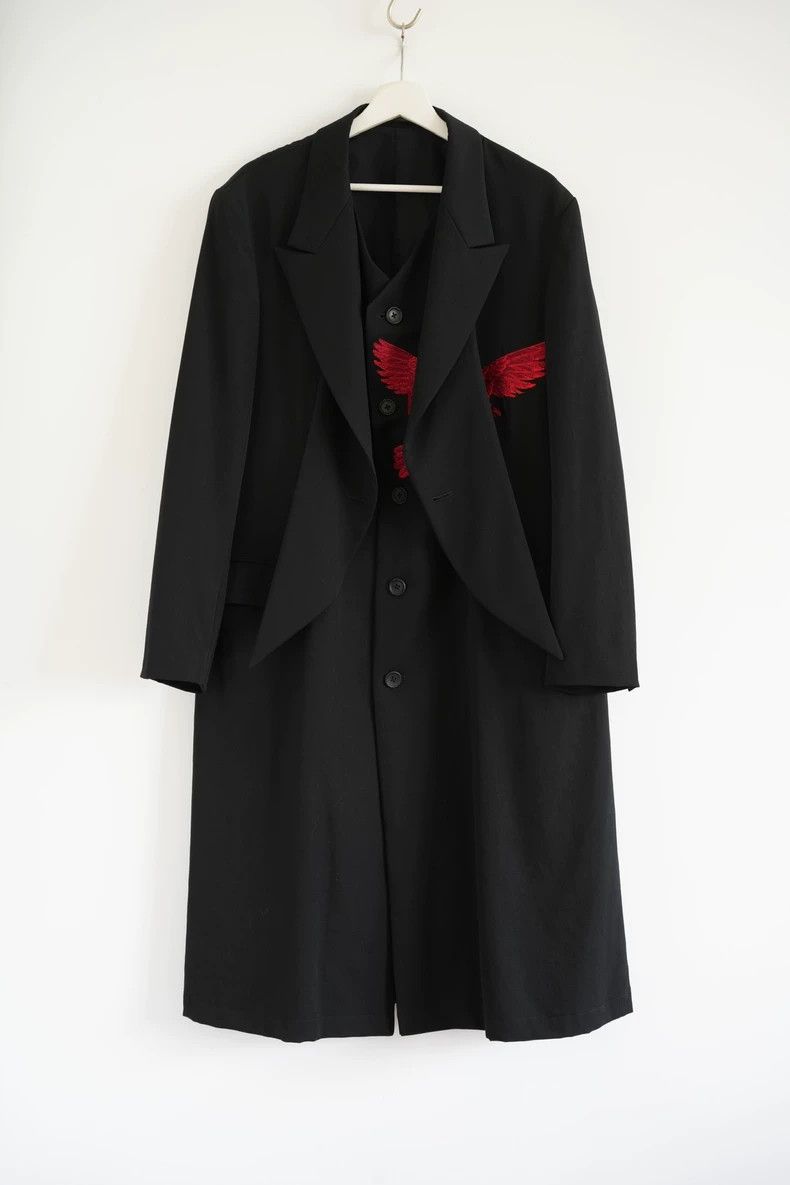 Yohji Yamamoto Yohji Yamamoto 21aw Red Crow Embroidered Double Coat 2505-N Size US M / EU 48-50 / 2 - 1 Thumbnail
