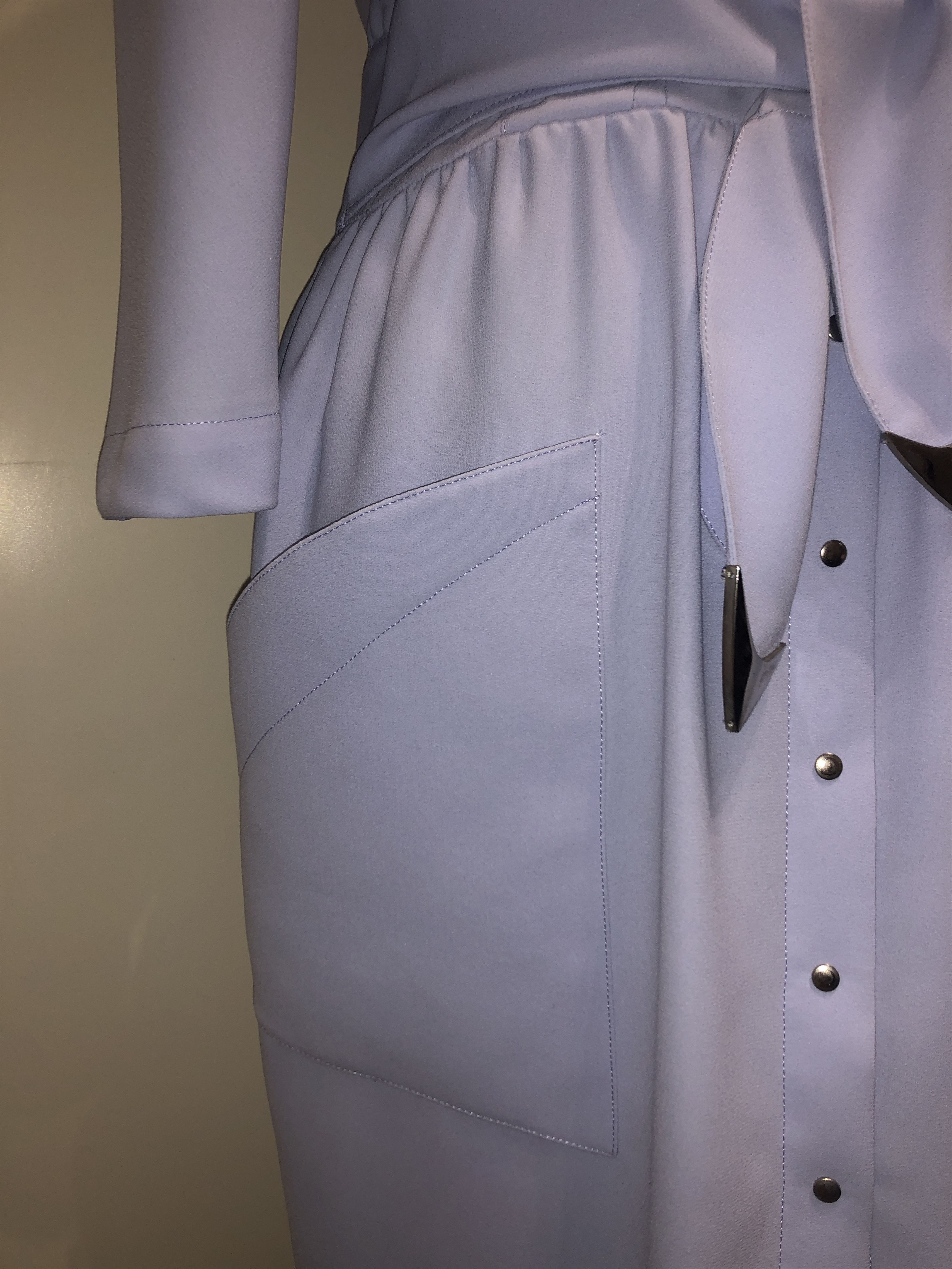 Thierry Mugler Silver Metal embellishment pale blue dress Size L / US 10 / IT 46 - 9 Thumbnail
