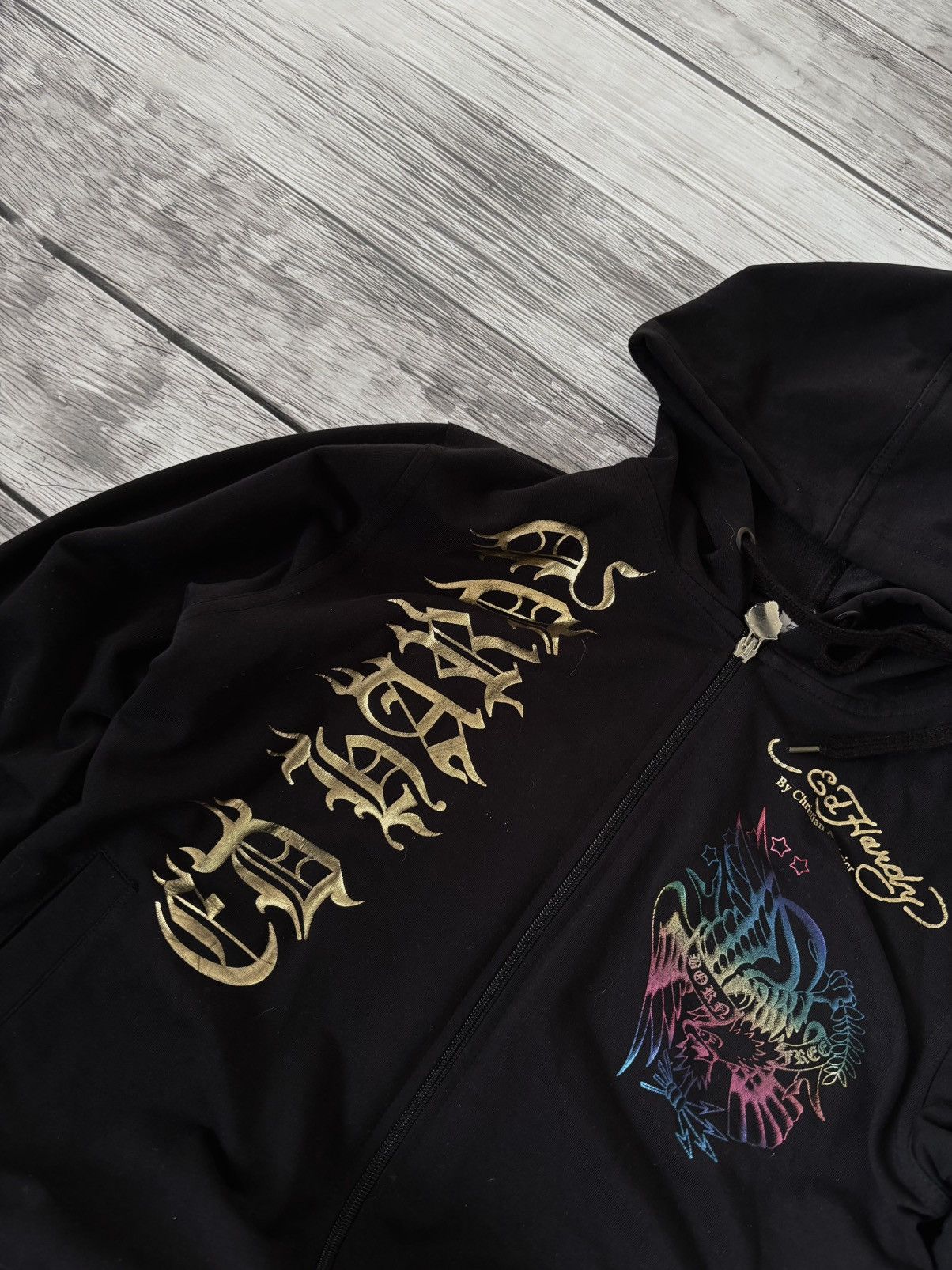 VINTAGE ED HARDY AVANT GARDE 2000s ZIP UP HOODIE