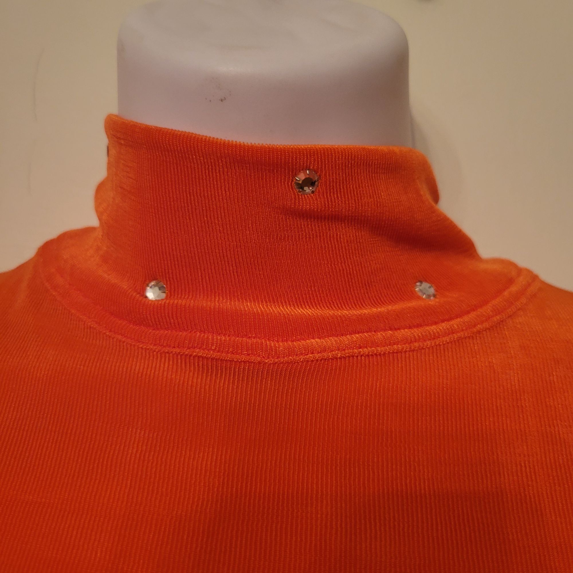 Vintage Vintage Isabel Orange Bodysuit Rhinestone M Liquid Knit Stre Size M / US 6-8 / IT 42-44 - 5 Thumbnail