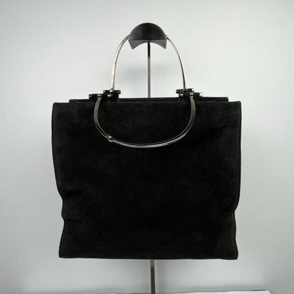 Gucci Gucci Black Suede Silver-Tone Handle Bag Vintage Size ONE SIZE - 3 Thumbnail
