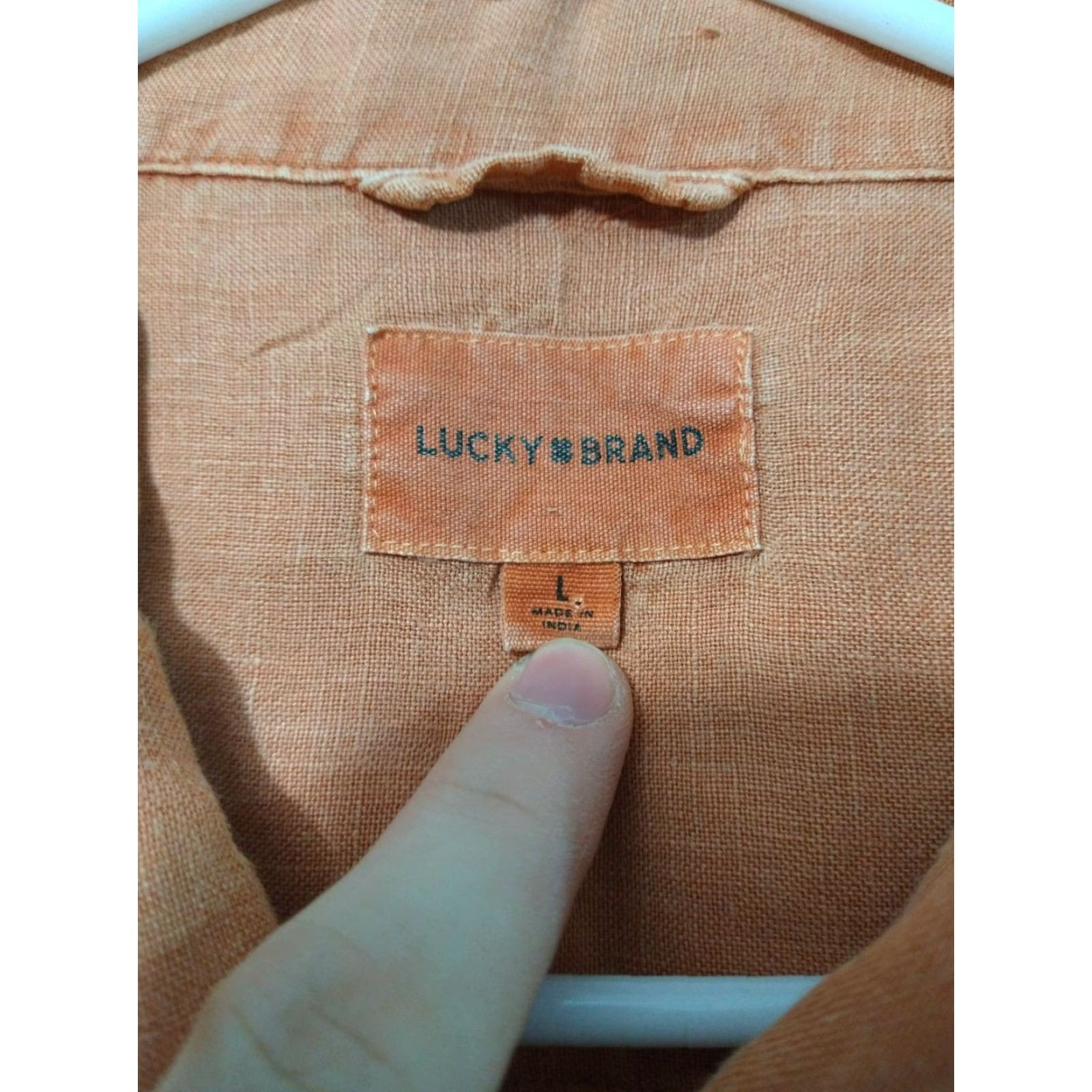 Lucky Brand Lucky Brand Shirt Mens Large Orange Short Sleeve Button-Up Collared Linen Beach Casual 90s Decade? (Wait) Size US L / EU 52-54 / 3 - 5 Thumbnail