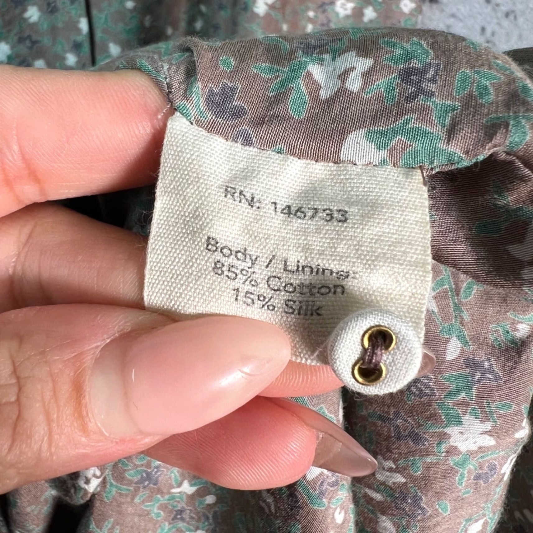 Vintage Mirth Womens XS Brown Floral Wrap Dress Cotton Silk Blend Midi Short Sleeve Spring Summer Dress Women’s wrap dress Size XS / US 0-2 / IT 36-38 - 4 Thumbnail