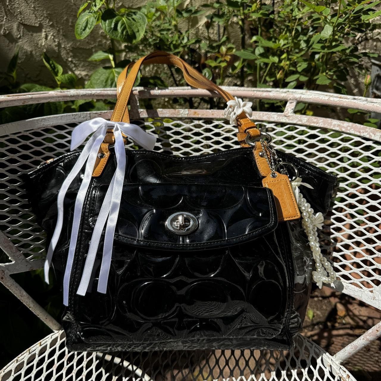 Coach Y2K Coach Black Patent Leather Monogramed Bag Size ONE SIZE - 1 Thumbnail
