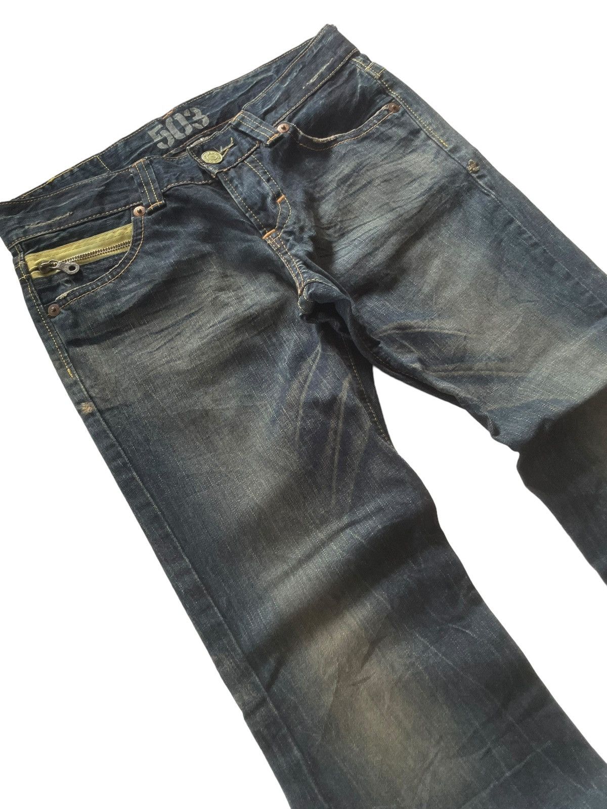 Edwin × Junya Watanabe × Levi's Vintage Edwin 503 Blue Trip Muddy Claw Mark Flared Jeans Size US 30 / EU 46 - 6 Thumbnail