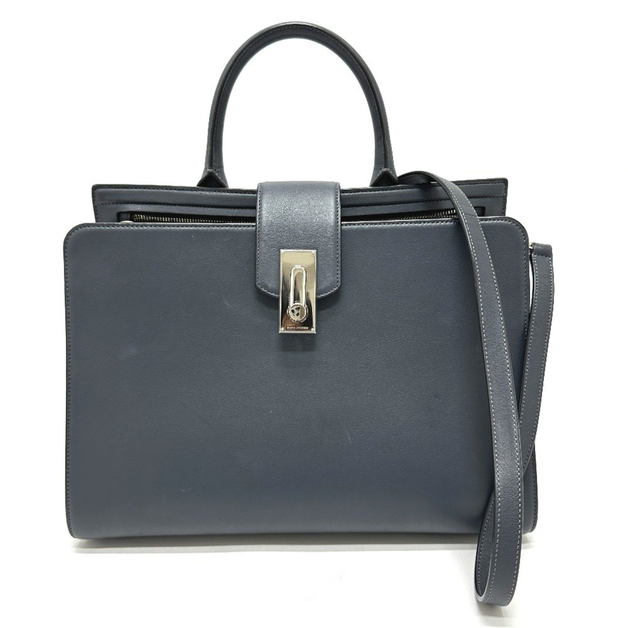Marc Jacobs Turnlock 2Way Top Handle West End Small Tote Bag Leather Women's Grey