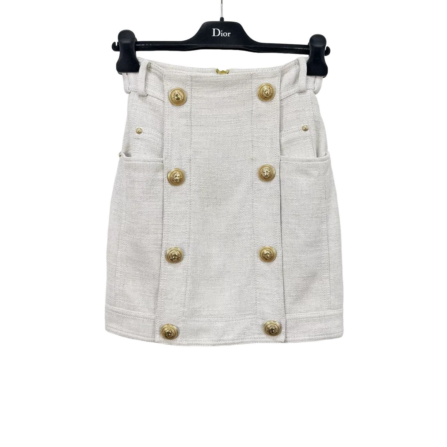 Balmain Balmain Gold Button Tweed Mini Skirt Size 34 Size 25" / US 0 / IT 36 - 1 Thumbnail