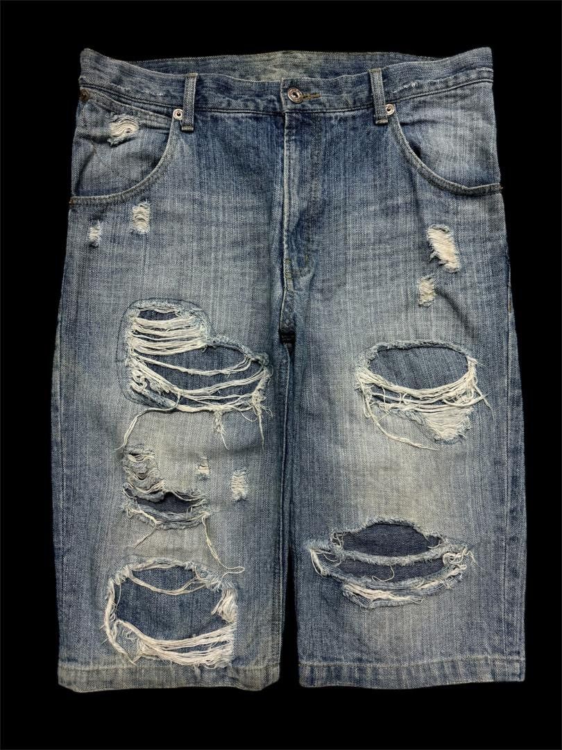 GRUNGE Insane Japanese Short Jeans Distressed Ripped Mudwash