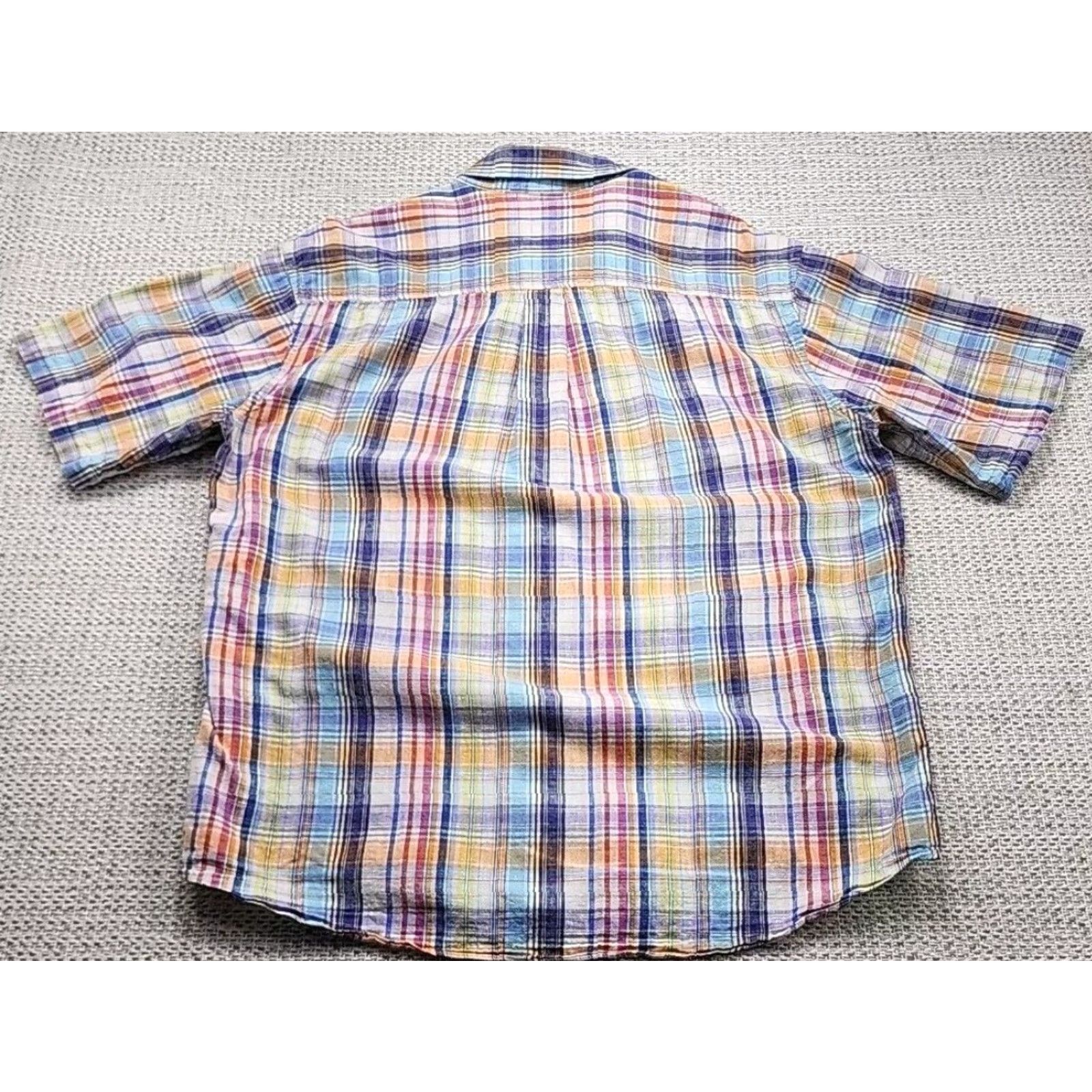 Vintage Alan Flusser Shirt Mens XL Plaid Short Sleeve Linen Blend Casual Preppy Size US XL / EU 56 / 4 - 6 Thumbnail