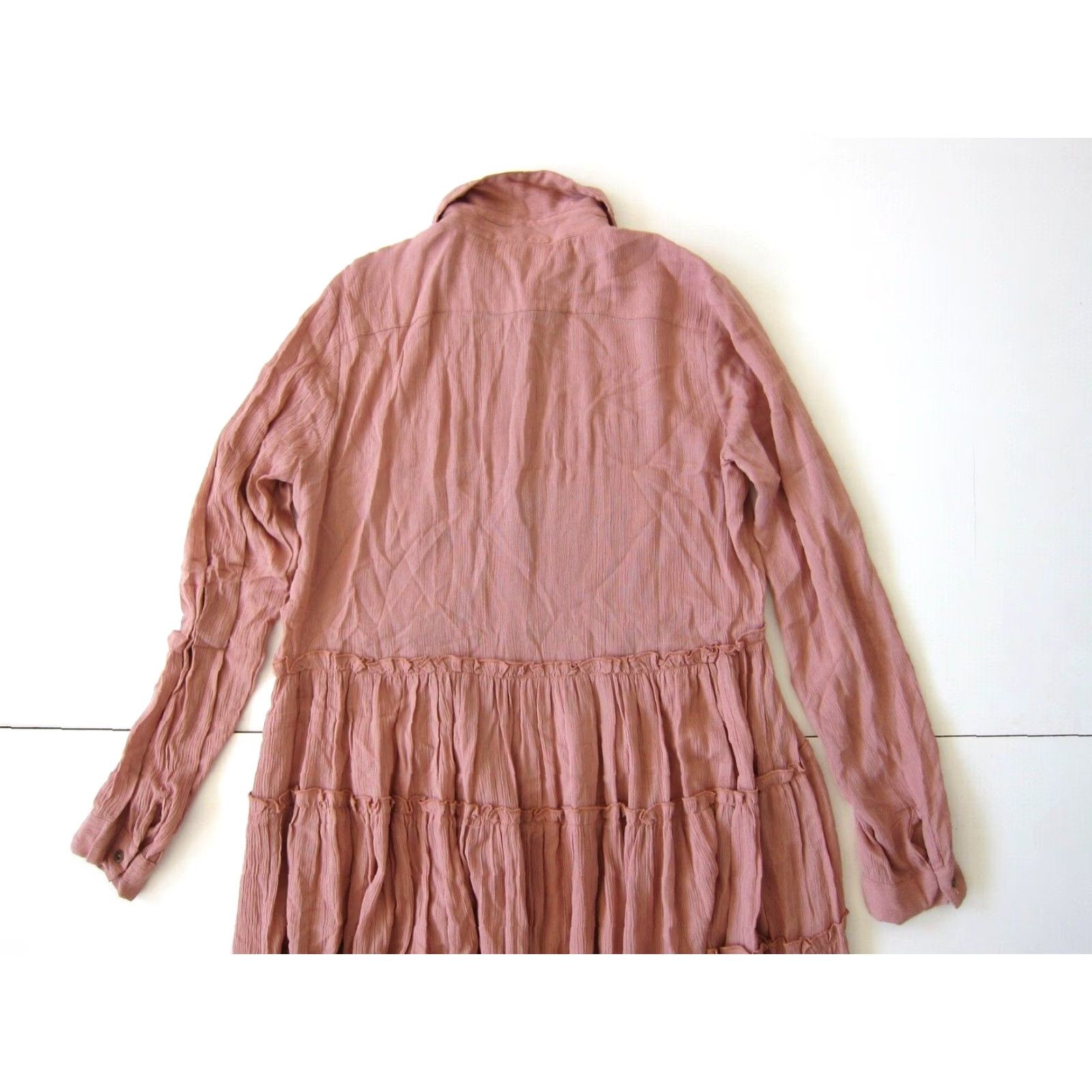 Pinko c'isa 100% Rayon Mauve Pink Collared Ruffle Long Sleeve Smock Peasant Dress M Size M / US 6-8 / IT 42-44 - 5 Thumbnail