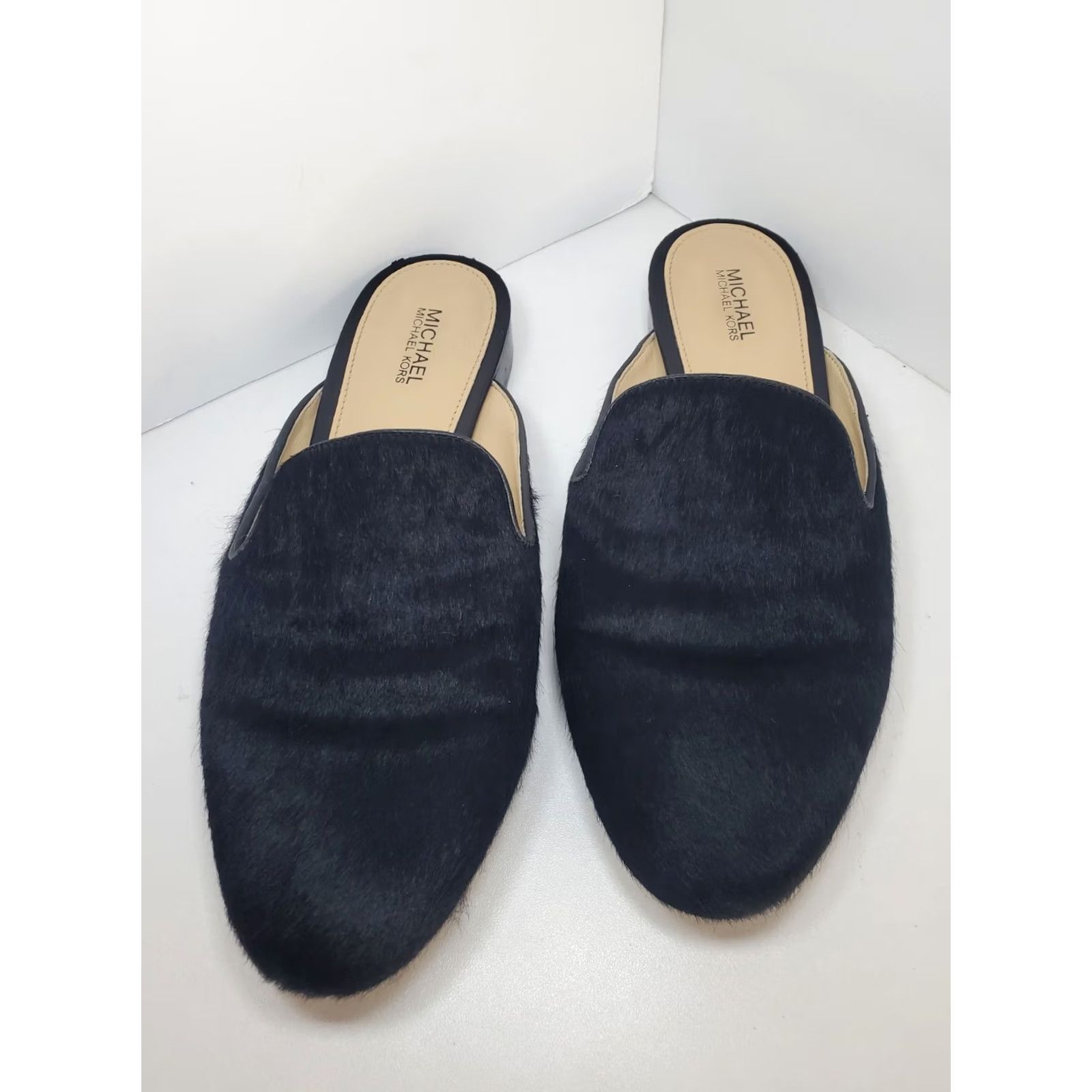 Michael Kors VINTAGE Michael Kors Natasha Black Calf-Hair Low Heel Flats Slides Mules Sz 7M Size US 7 / IT 37 - 5 Thumbnail