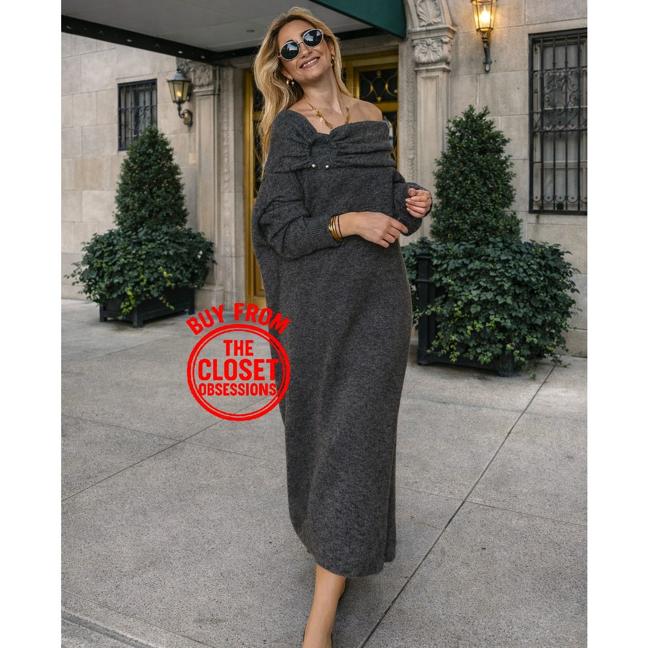 Zara ZARA Gray Off-Shoulder Knit Midi Dress NWT Size M / US 6-8 / IT 42-44 - 10 Thumbnail