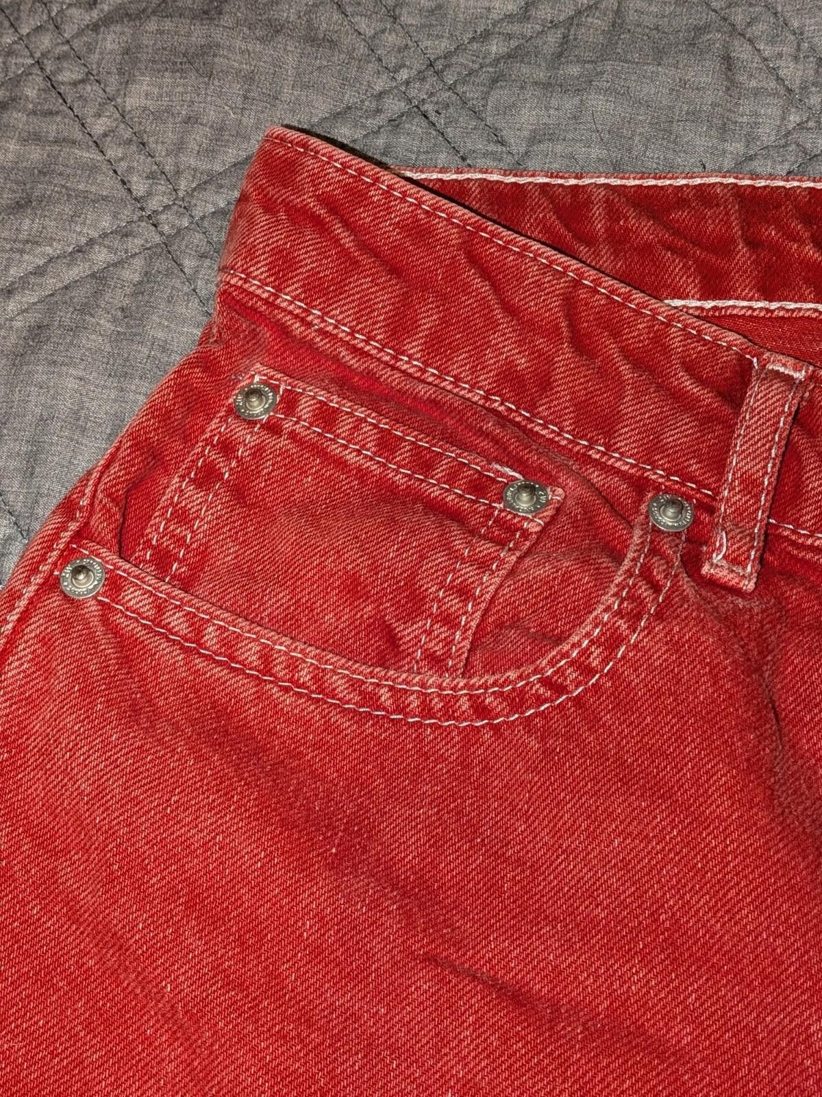Zara Zara Woman Premium Red Straight Leg High Wasted Denim Jeans Size 27" / US 4 / IT 40 - 3 Thumbnail
