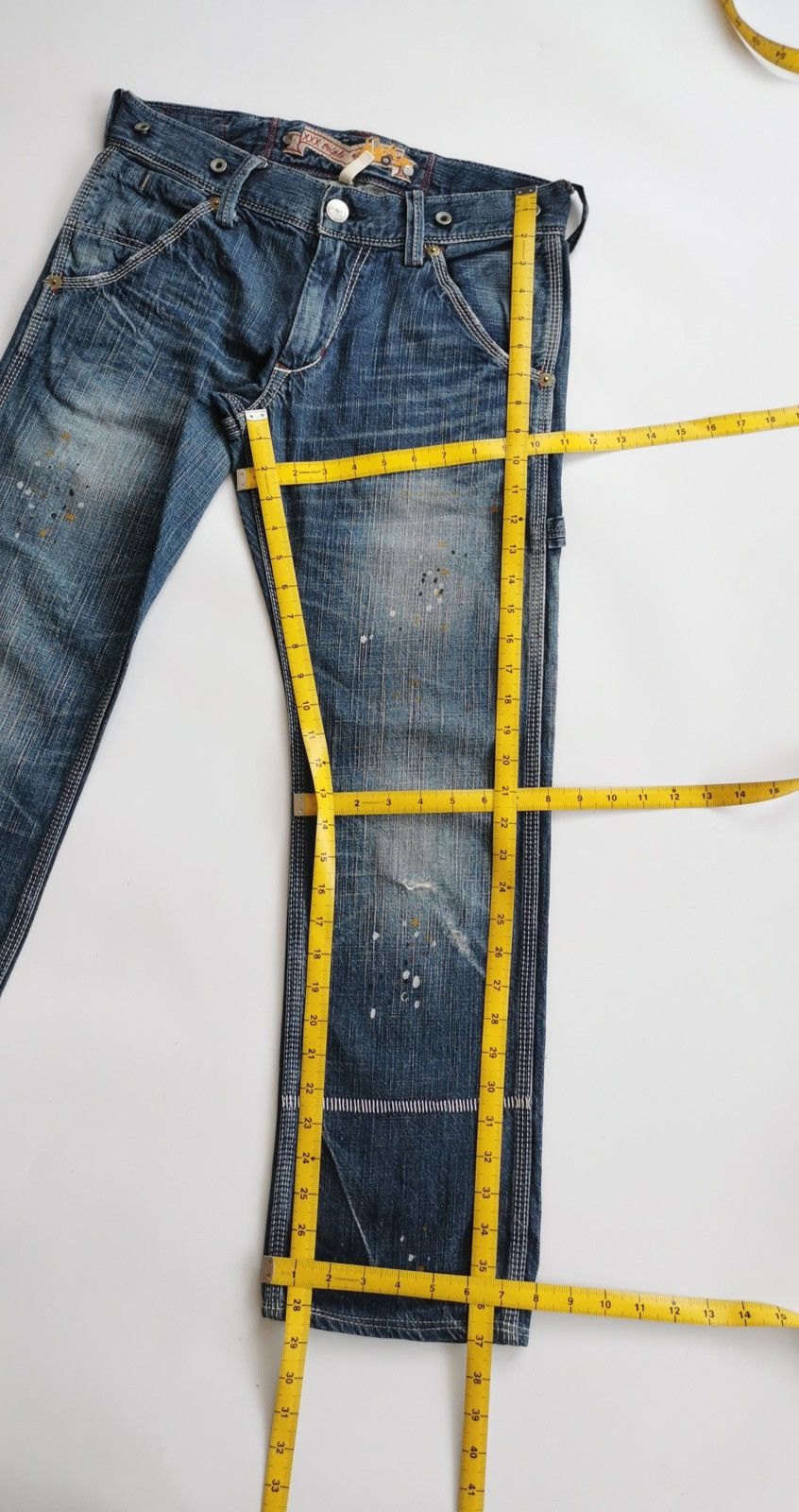 Edwin Liberto Utility Work Carpenter Distressed Ankle Jeans Size US 32 / EU 48 - 12 Thumbnail