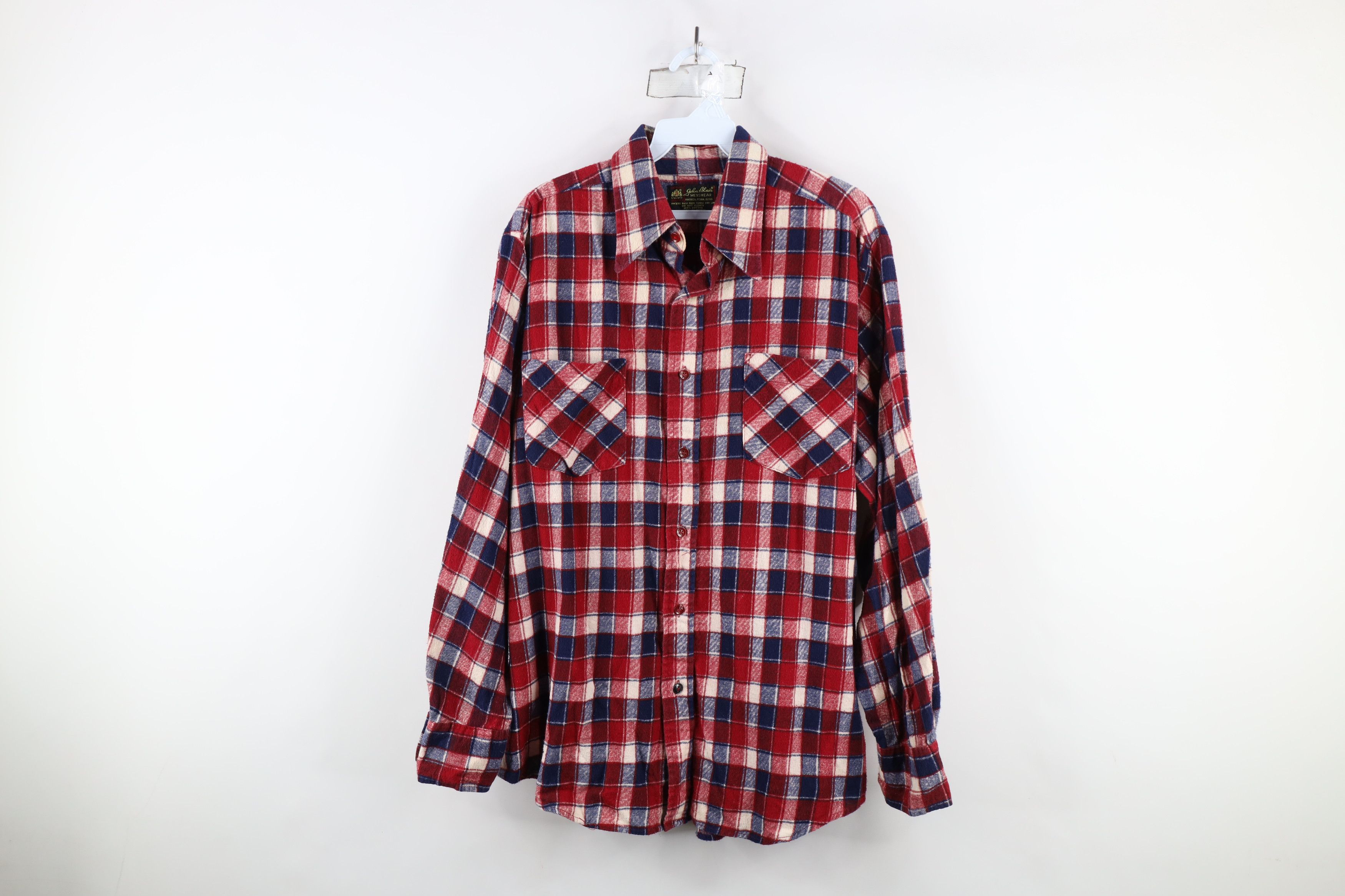 Vintage Vintage 70s Streetwear Collared Button Shirt Red Plaid Size US L / EU 52-54 / 3 - 1 Thumbnail