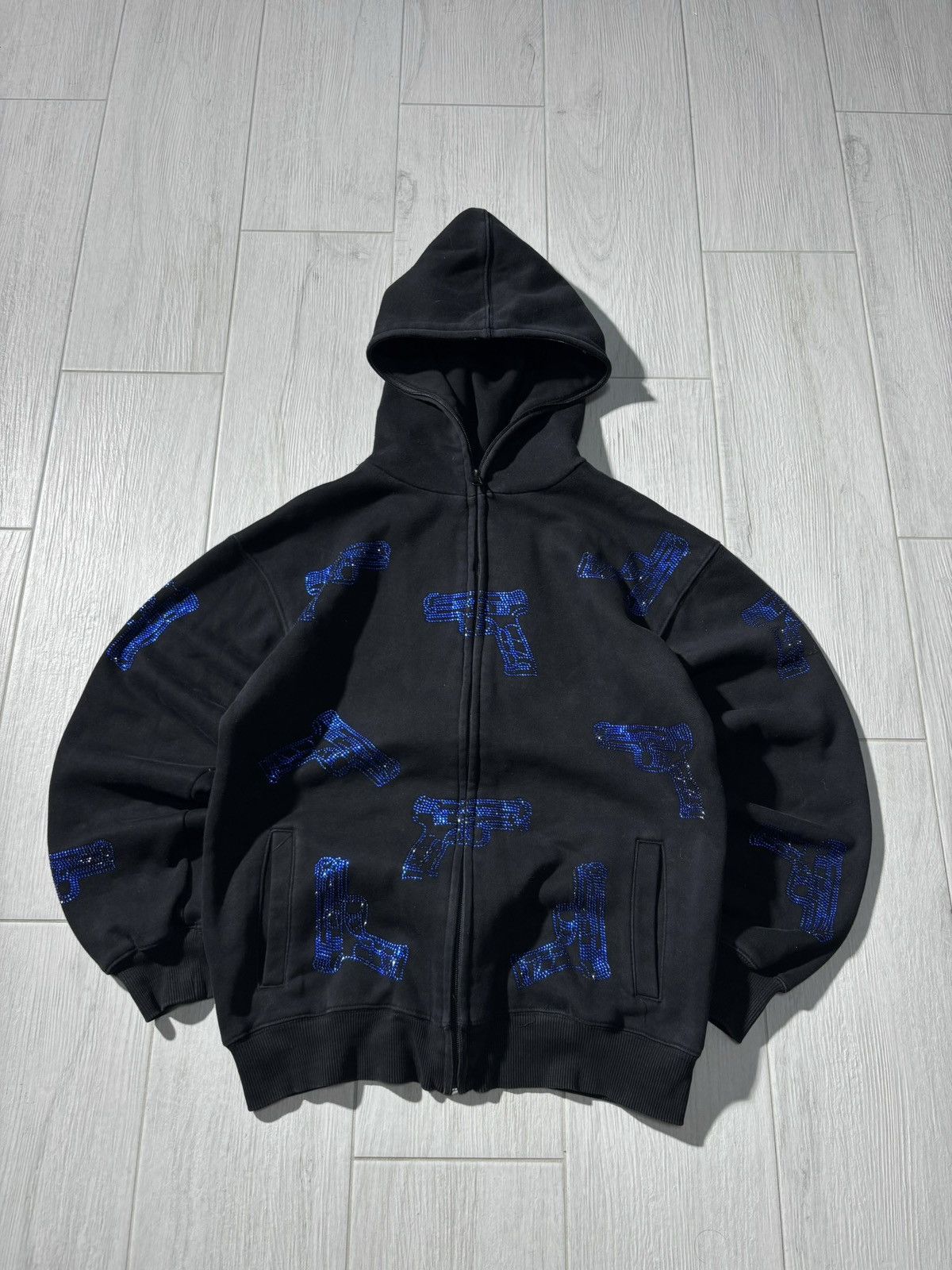 Japanese Brand Vintage Japanese Hoodie Full Zip Ninja Style Rhinestones Size US S / EU 44-46 / 1 - 1 Thumbnail