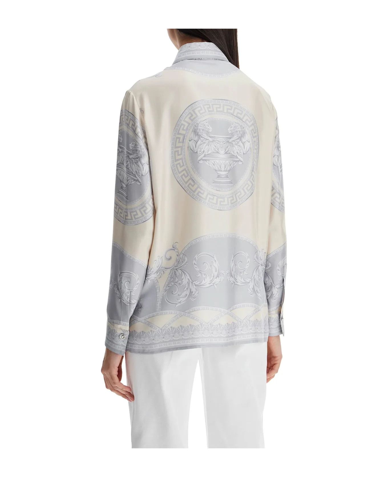 Versace o1y0226 Silk Shirt in Light Gray Size M / US 6-8 / IT 42-44 - 3 Thumbnail