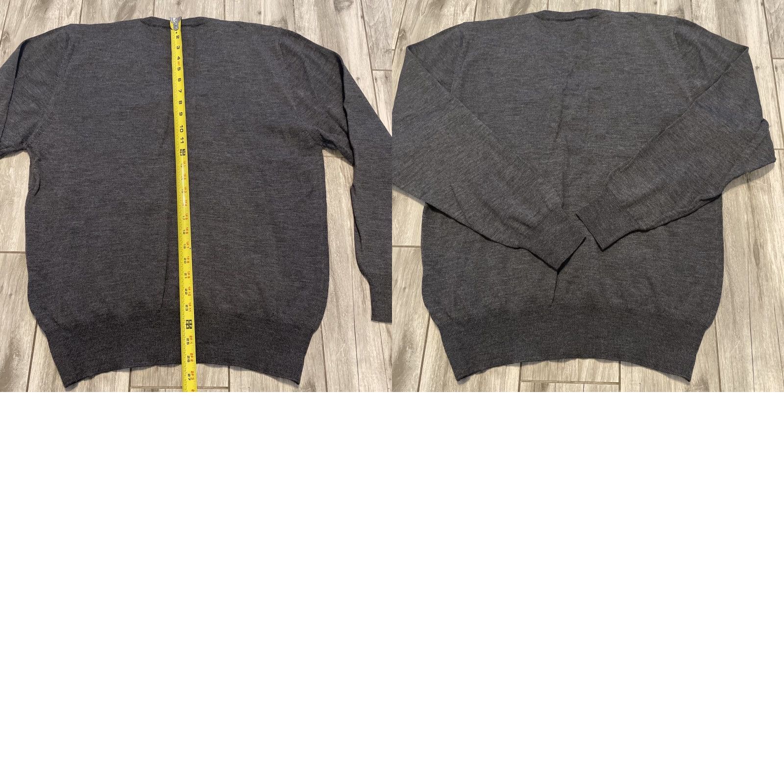 Lord & Taylor VINTAGE Lord & Taylor Knit Sweater Mens Large Italy 100% Merino Wool Grey Preppy 90s Retro Pullover Long Sleeve V-Neck Regular Mens Size US L / EU 52-54 / 3 - 8 Thumbnail