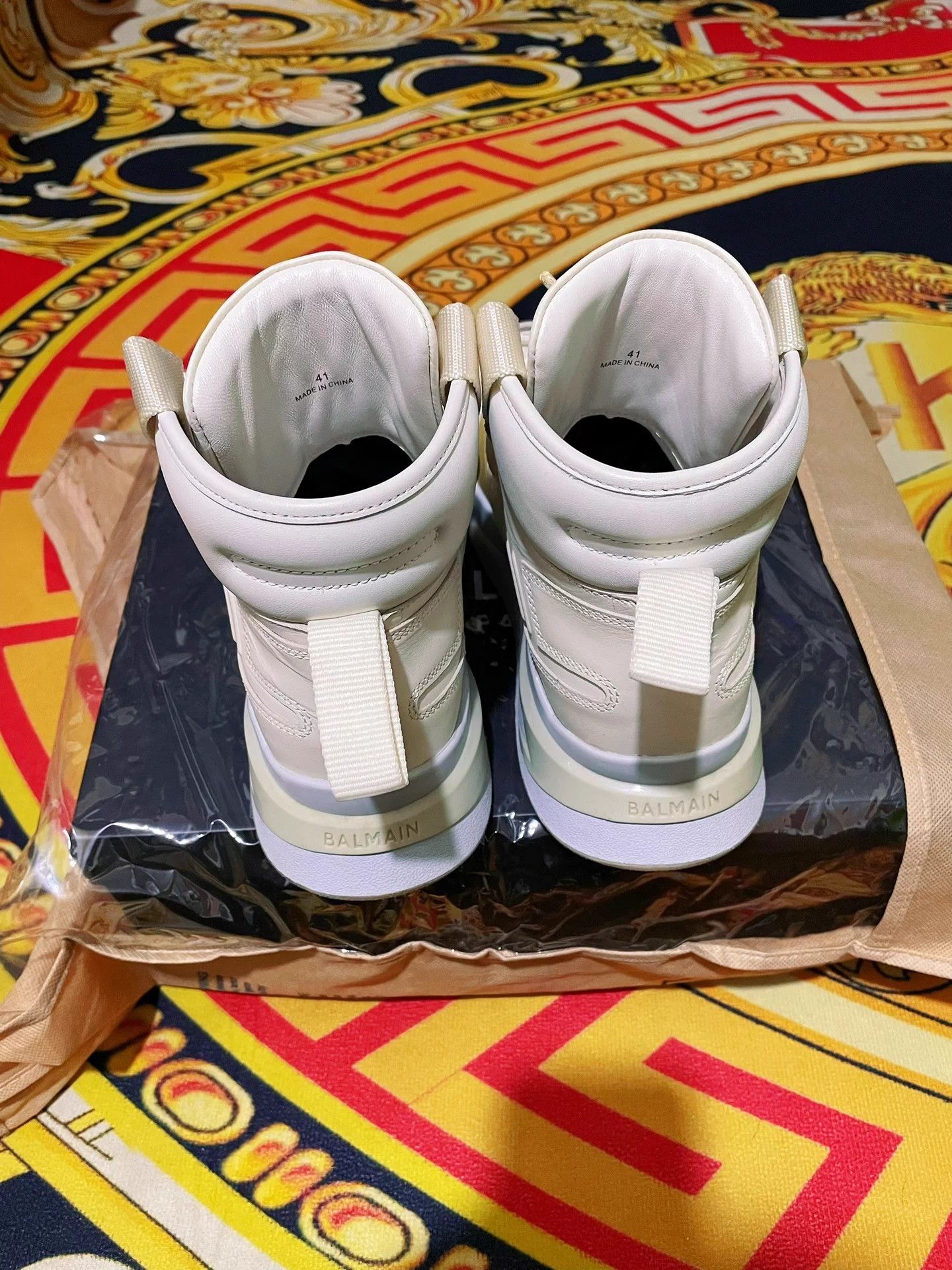 Balmain BALMAIN B-Ball Leather HiTop Sneakers White Fluo Green 41 Size US 8 / EU 41 - 3 Thumbnail
