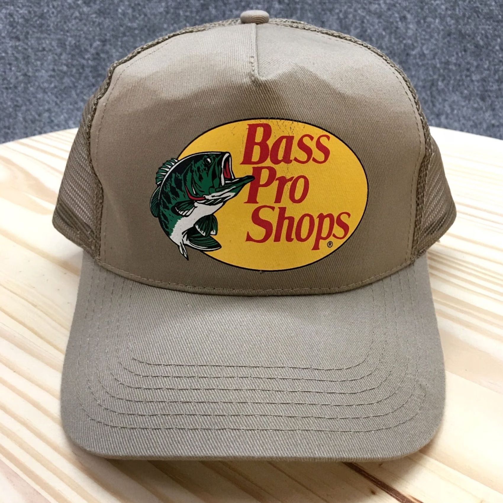 Bass Pro Shops Bass Pro Shops Trucker Hat Mens Beige OS Adjustable Curved Brim Embroidered Logo Size ONE SIZE - 3 Thumbnail