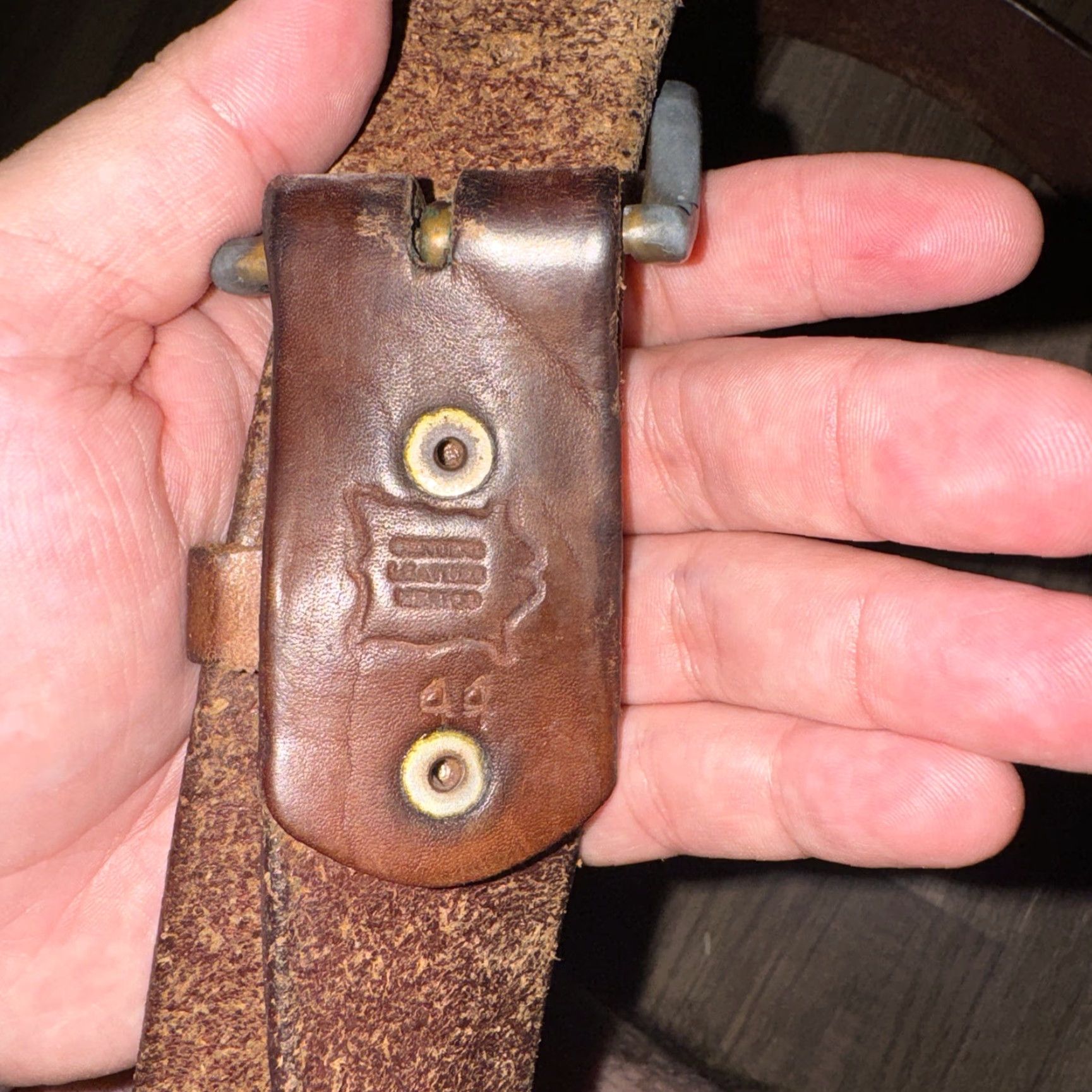 Vintage VINTAGE Brown Leather Belt Men 44 Belt Brown Western Classic USA Leather Mens Size 44 - 3 Thumbnail