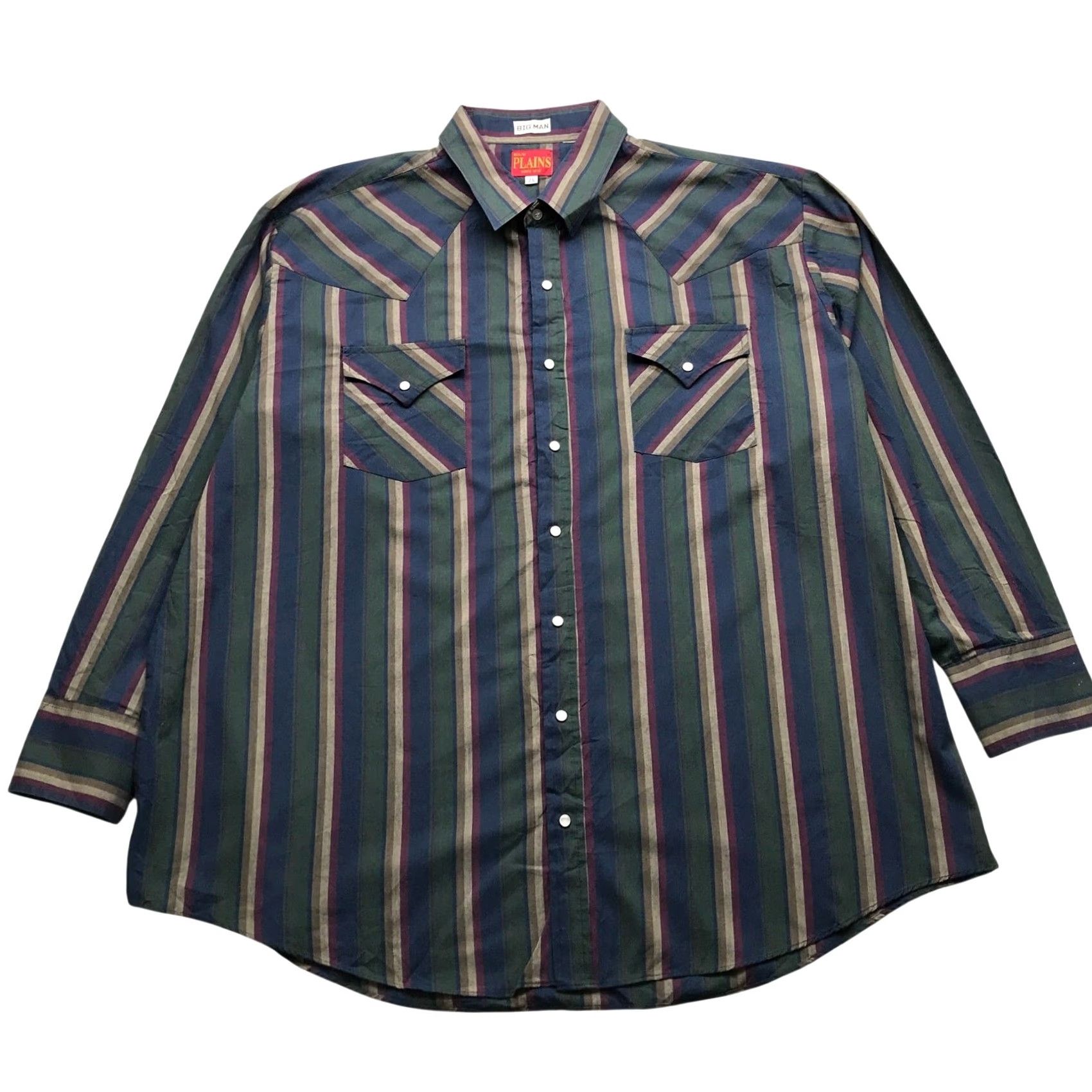 Vintage VINTAGE Ely Plains Big Man Button Up Shirt Men 2X Pearl Snap Striped Green Navy Size US XXL / EU 58 / 5 - 2 Thumbnail