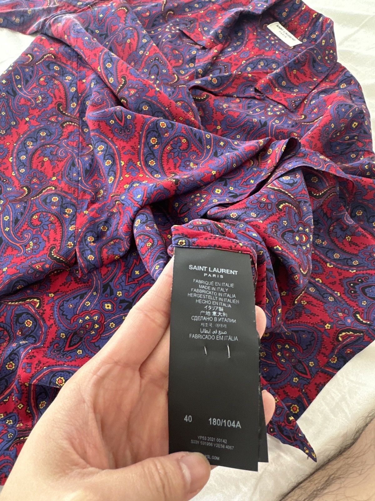 Saint Laurent Paris Paisley Print Silk Shirt Size US M / EU 48-50 / 2 - 6 Thumbnail